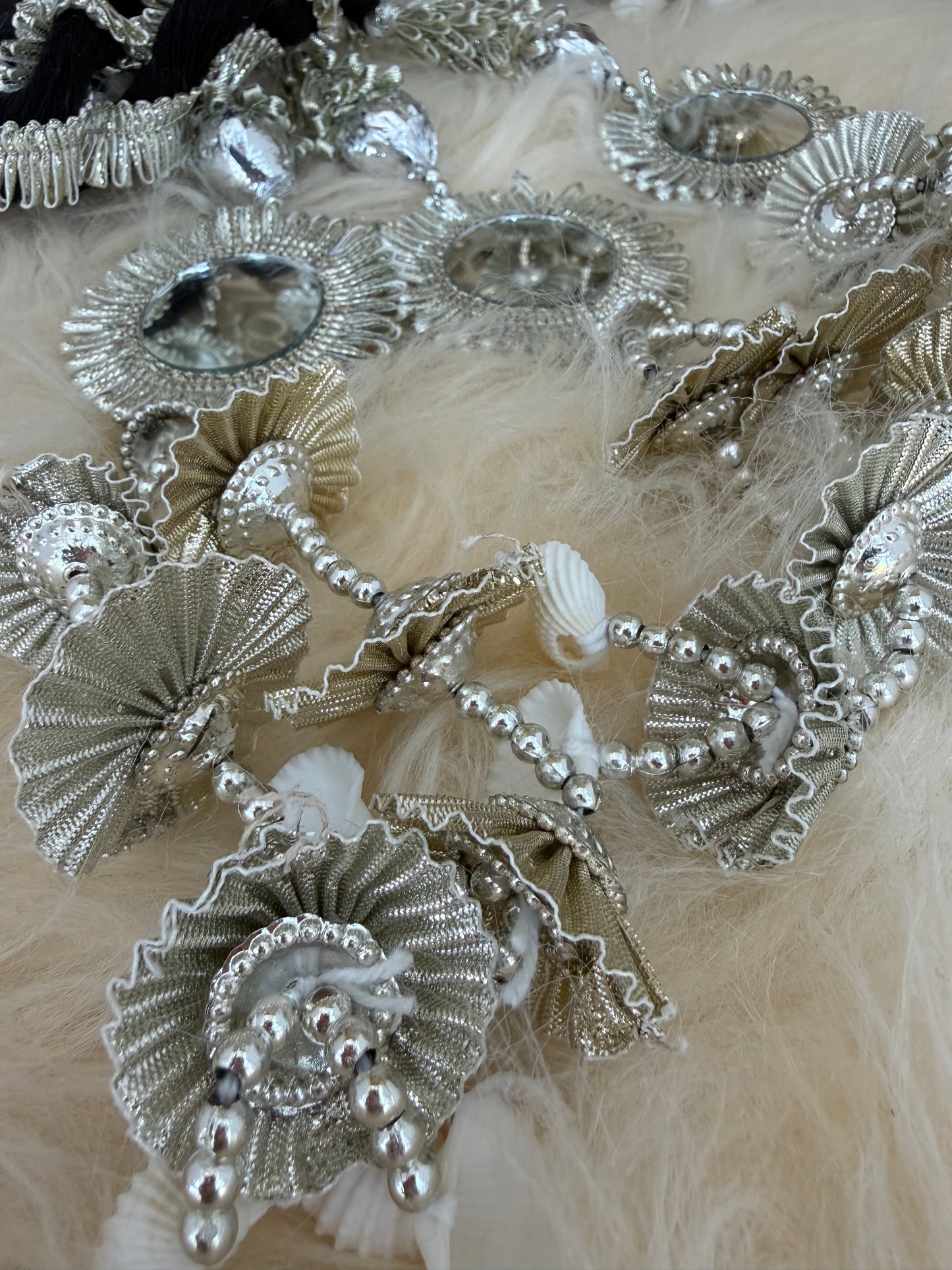 Silver Mirror Paranda with Gota Braid Maiyoon Mehendi Punjabi Wedding Hair Accessory