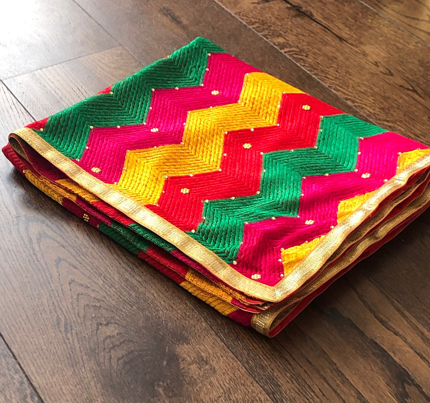 Chevron Phulkari Bagh Dupatta Fulkari with or Without embellishments Punjab Weddings Shawl Two Options Compliments any colour outfit| Clearance