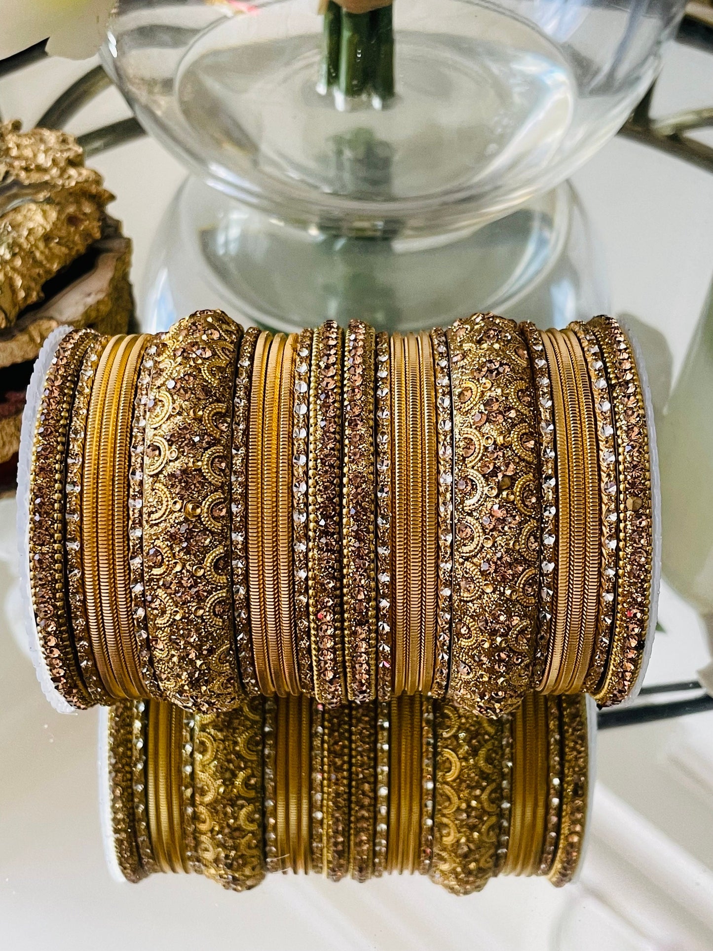 Indian Bangles: Metal Kangan Stack Jewelry, Festive Diwali Navratri