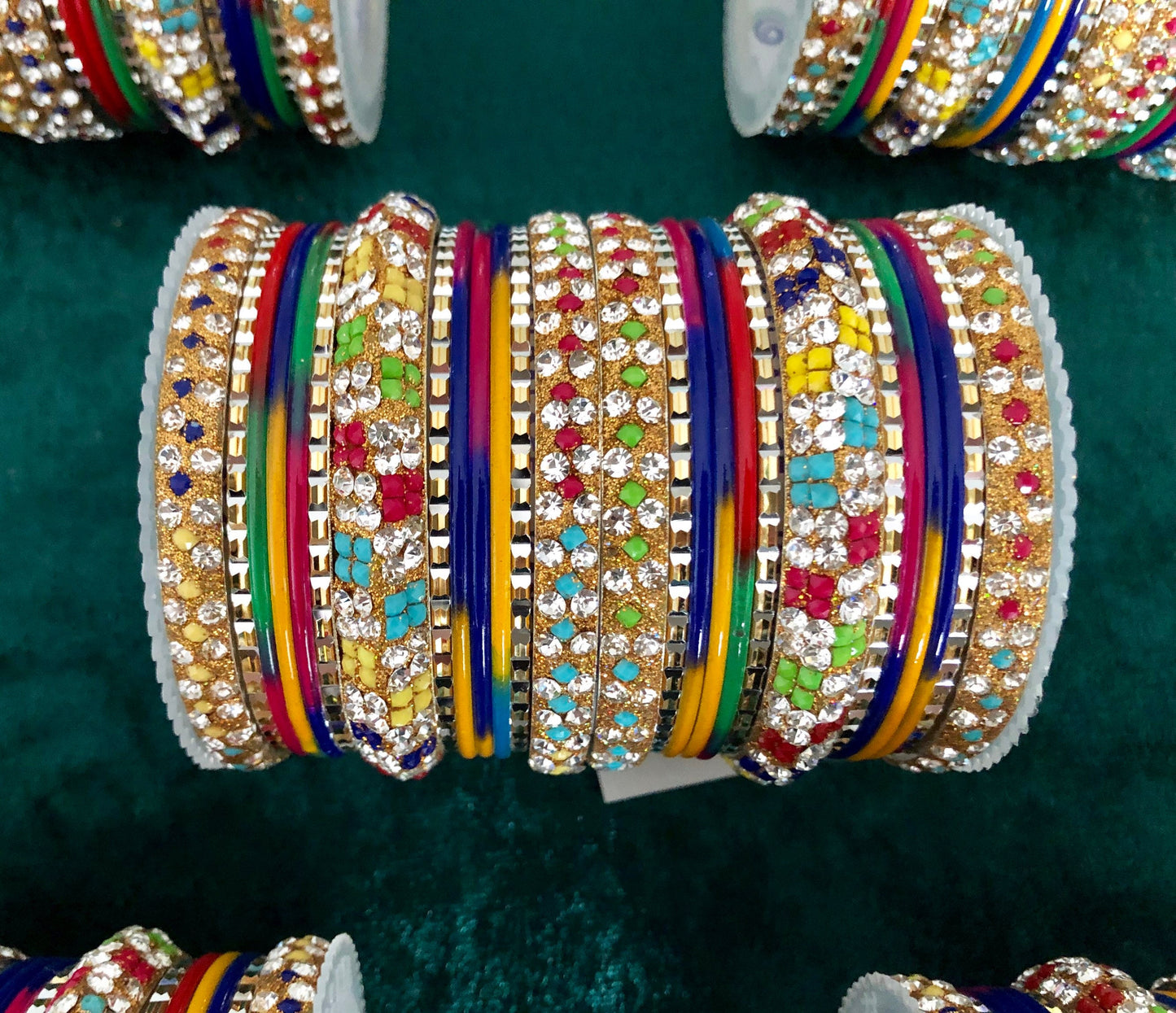 Multi Indian Bangle Stack Jewellery Bangles Set with Jewelled Kangans Diamante | Metal Bangles | Bollywood Bangles | 26 Bangles