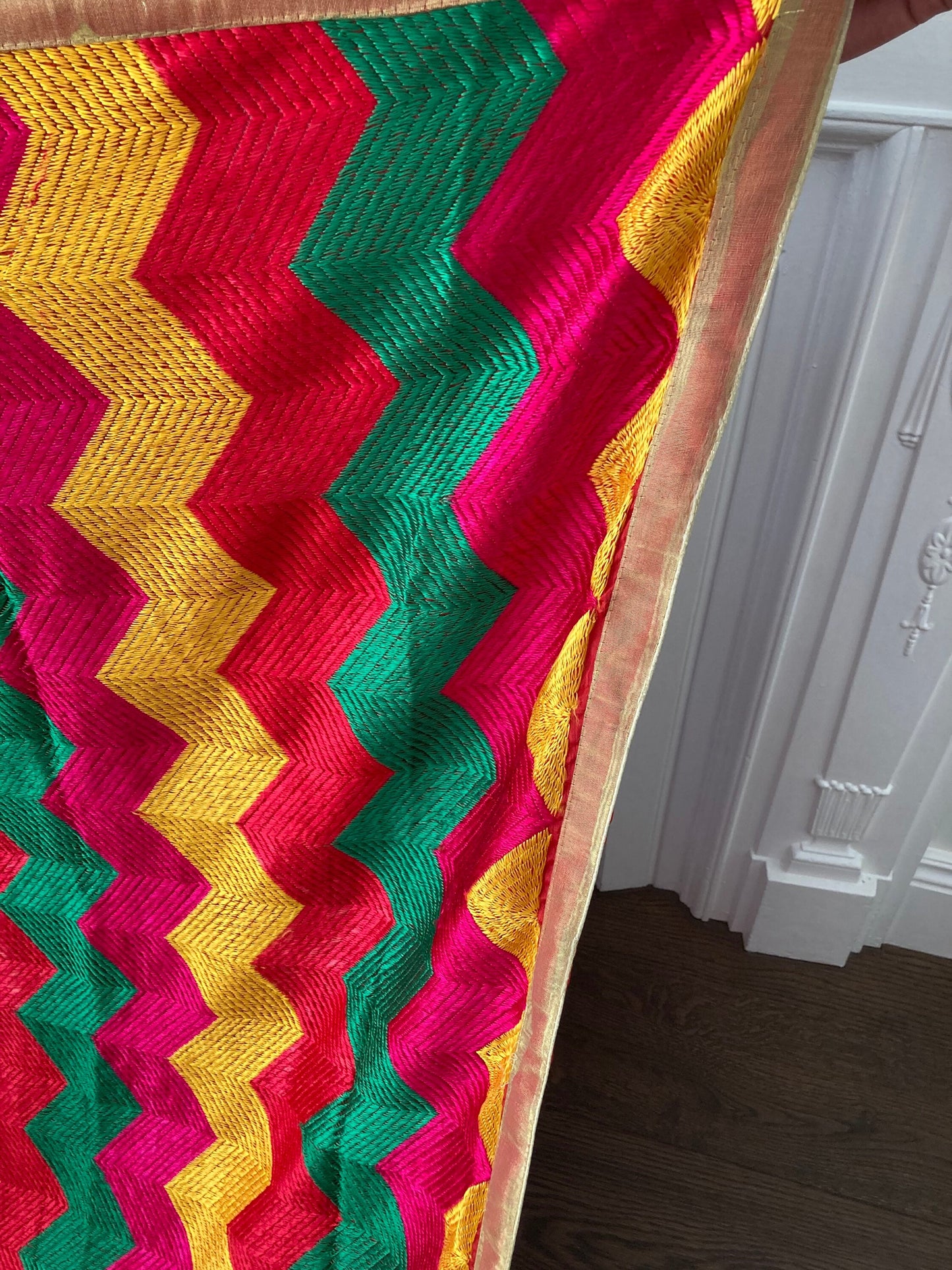 Chevron Phulkari Bagh Dupatta Fulkari with or Without embellishments Punjab Weddings Shawl Two Options Compliments any colour outfit| Clearance