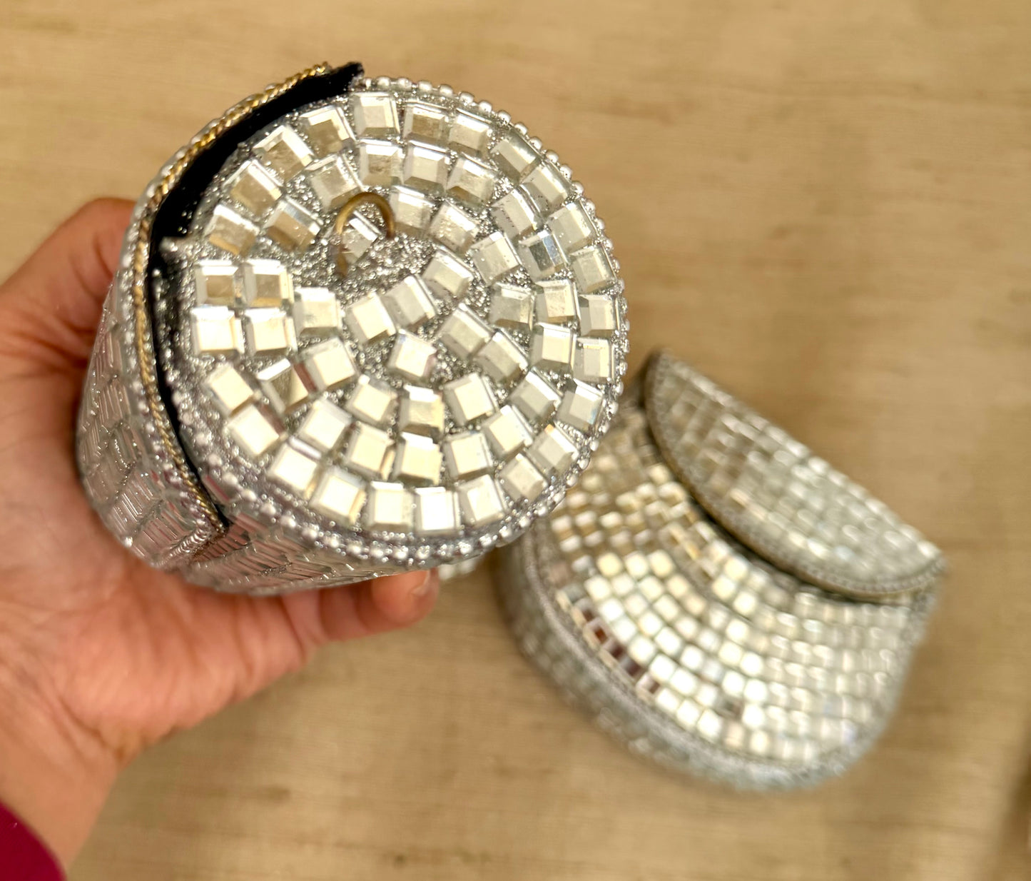 Glistening Mirrors Metal Mini Clutch Evening bags| Minaudière| Choise from Silver or Copper Finishes