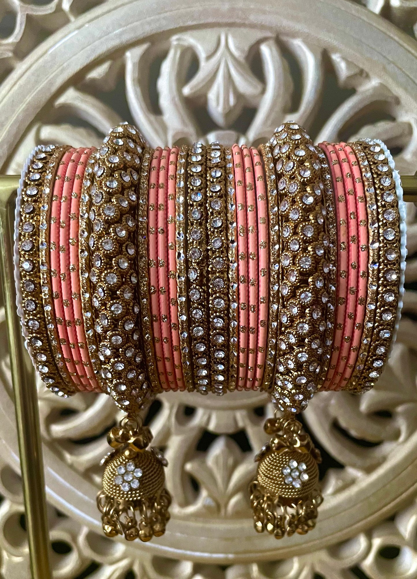 Extra Large 2-12 Indian Bangles Stack, Jewellery Metal Bollywood Weddings Eid Diwali Parties Dangling Jhumki