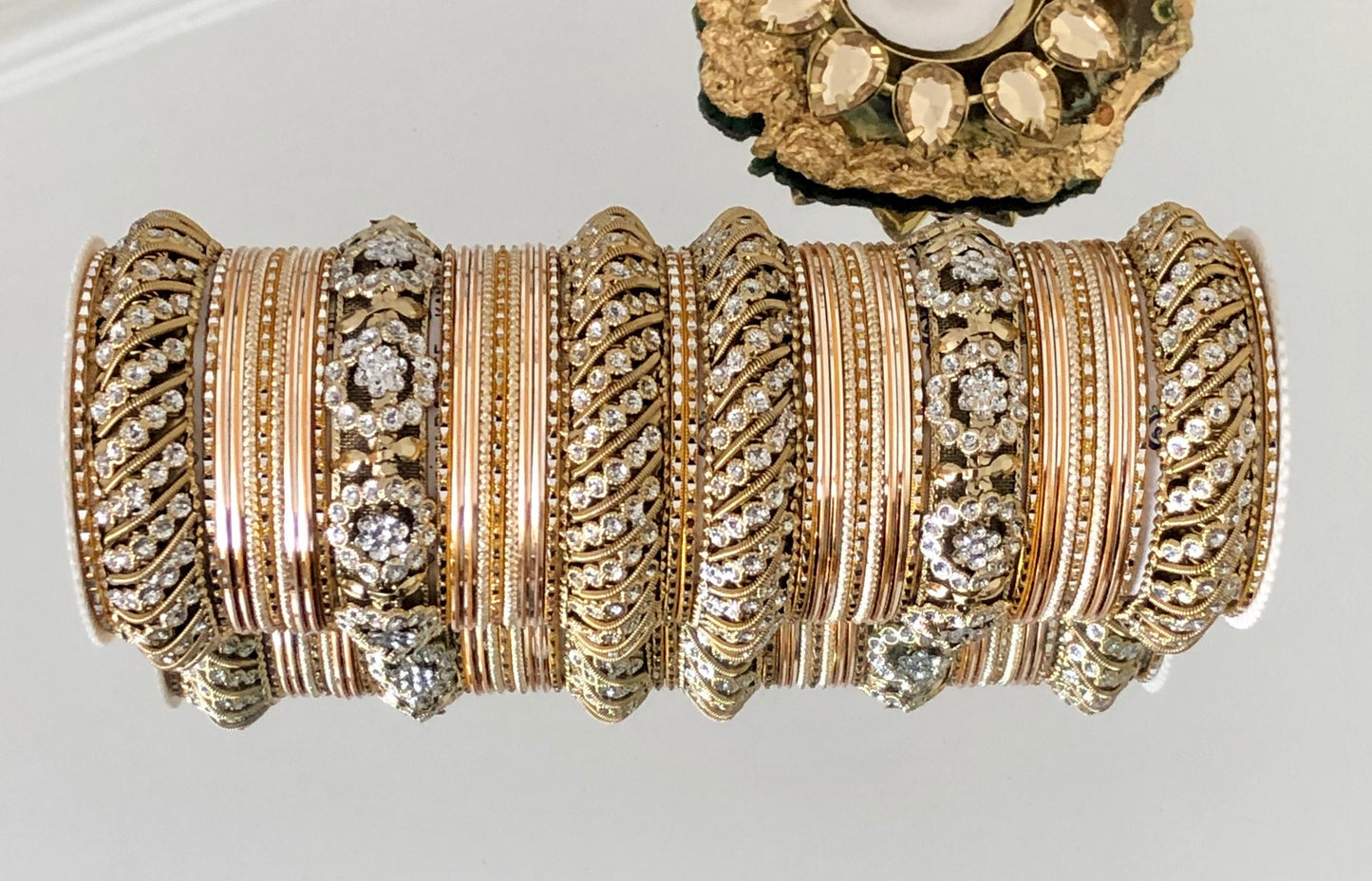 Indian Bangles Jewellery Full Bridal Long Set Rajwada Style Karwachauth Navratri Wedding Eid Bollywood Set for two Hands 46 Bangles