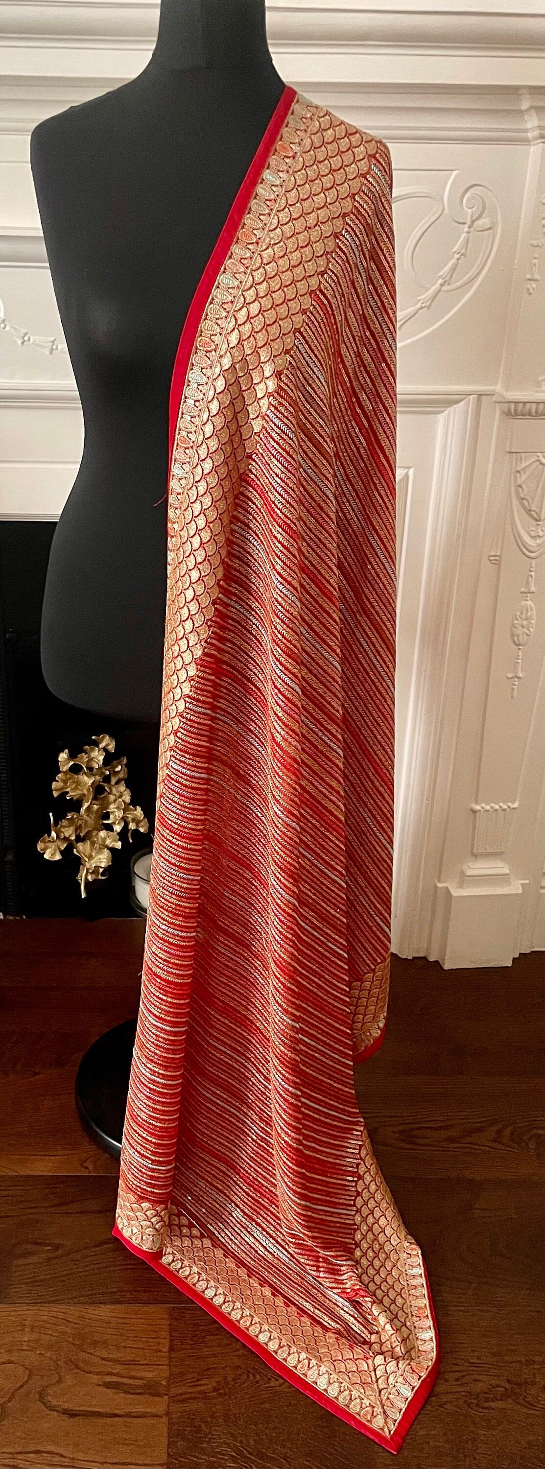 Georgette Duppatta Sequins embroidered border Scarf Chunni Chunri Odhni update your Salwar Kameez Lehengas Kurtis