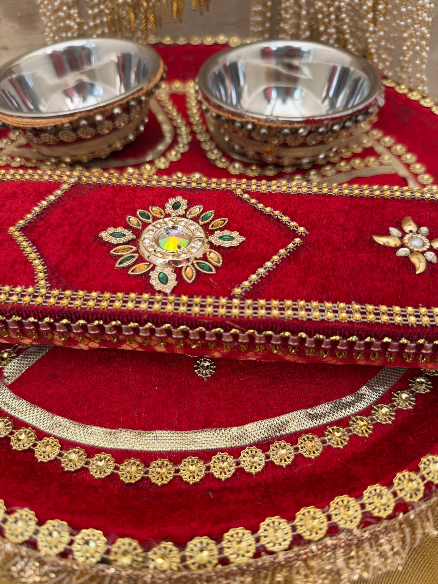 4 Pieces Bride/Groom Mehndi Mayian Haldi Thaal Tel Vatna Ceremony| With Phatti| Clearance**