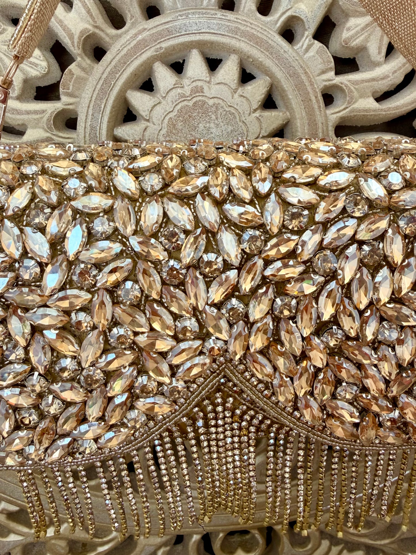 Gold Embellished Bridal Clutch | Statement Wedding Handbag | Beaded Evening Bag