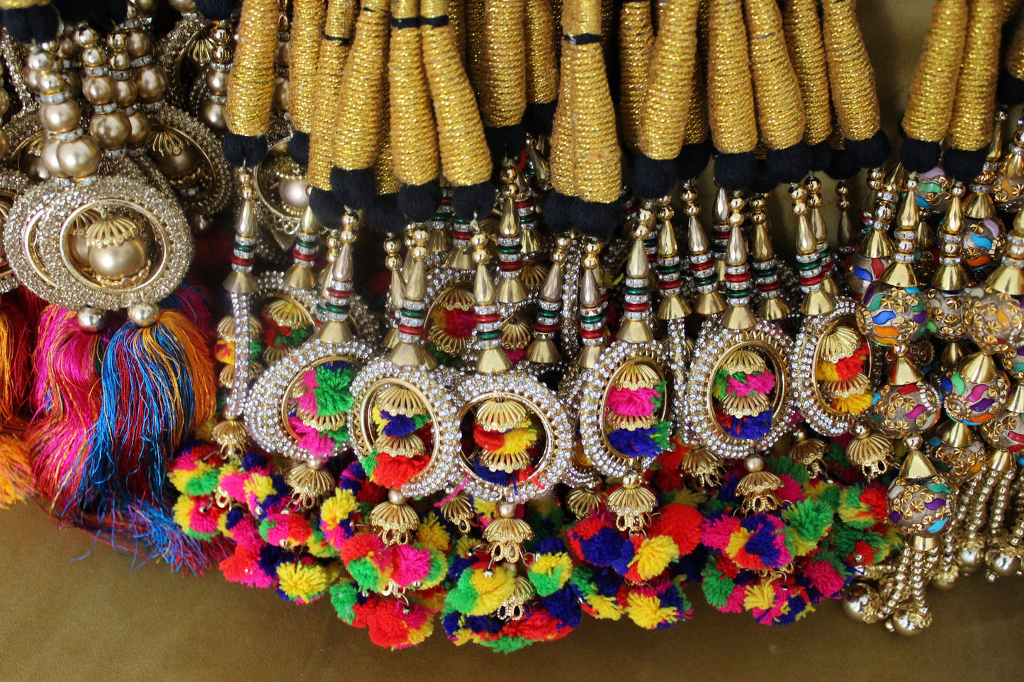 Gold Multi Pom Pom Parandi: Punjabi Wedding Hair Braid Accessory