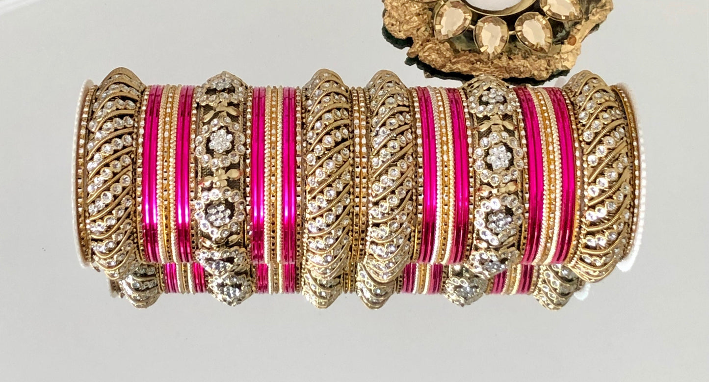 Indian Bangles Jewellery Full Bridal Long Set Rajwada Style Karwachauth Navratri Wedding Eid Bollywood Set for two Hands 46 Bangles