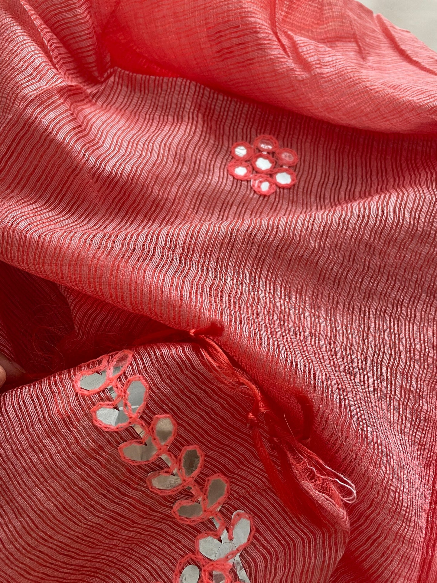 Summer Kota Doria Cotton Dupattas Casual dressing Foil Mirror Border Tassels Would Complement Summer Lawn suits Kurtis Shalwar