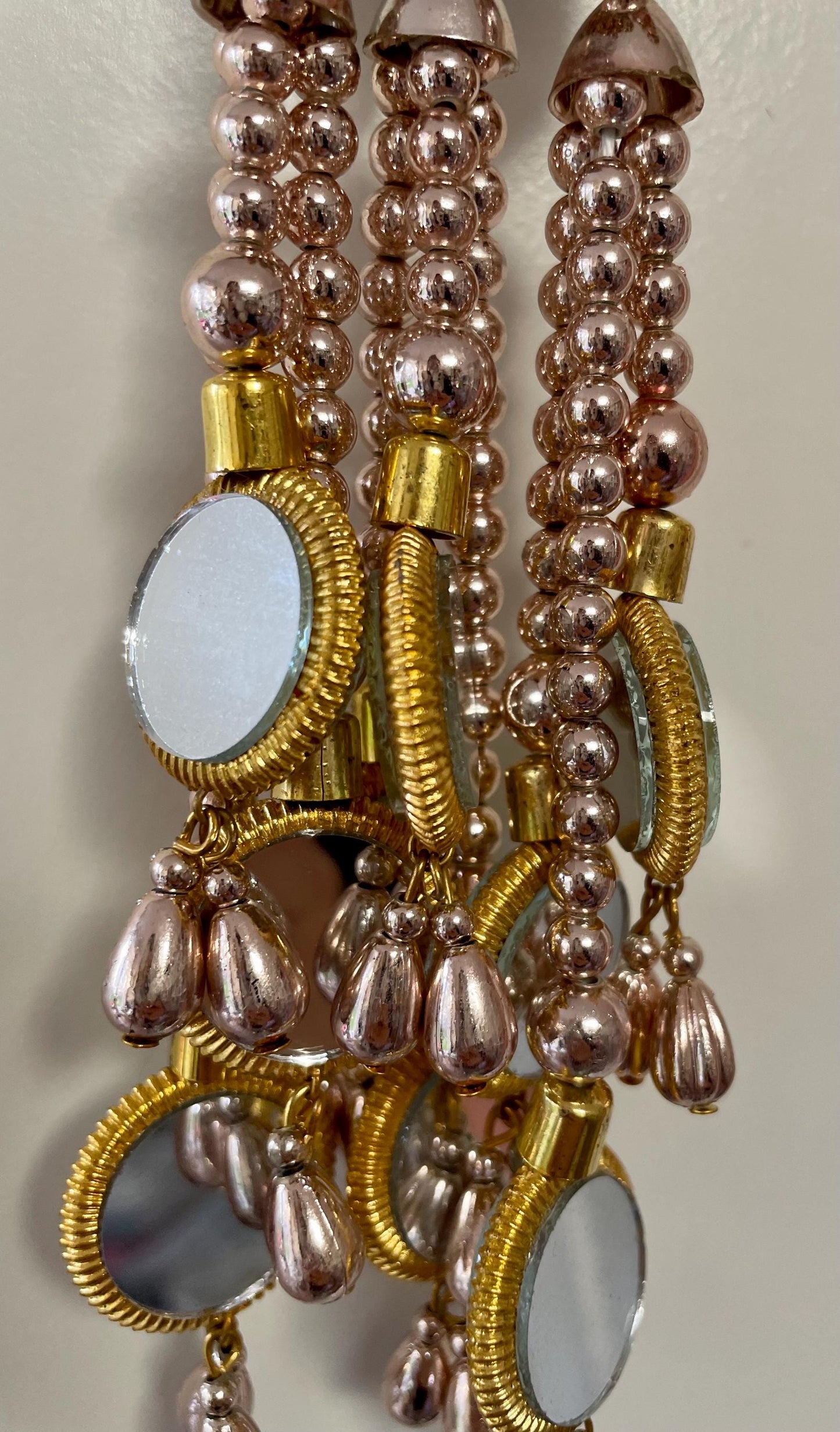 Mirror Paranda: Punjabi Hair Braid Accessory with Copper-Gold Latkans