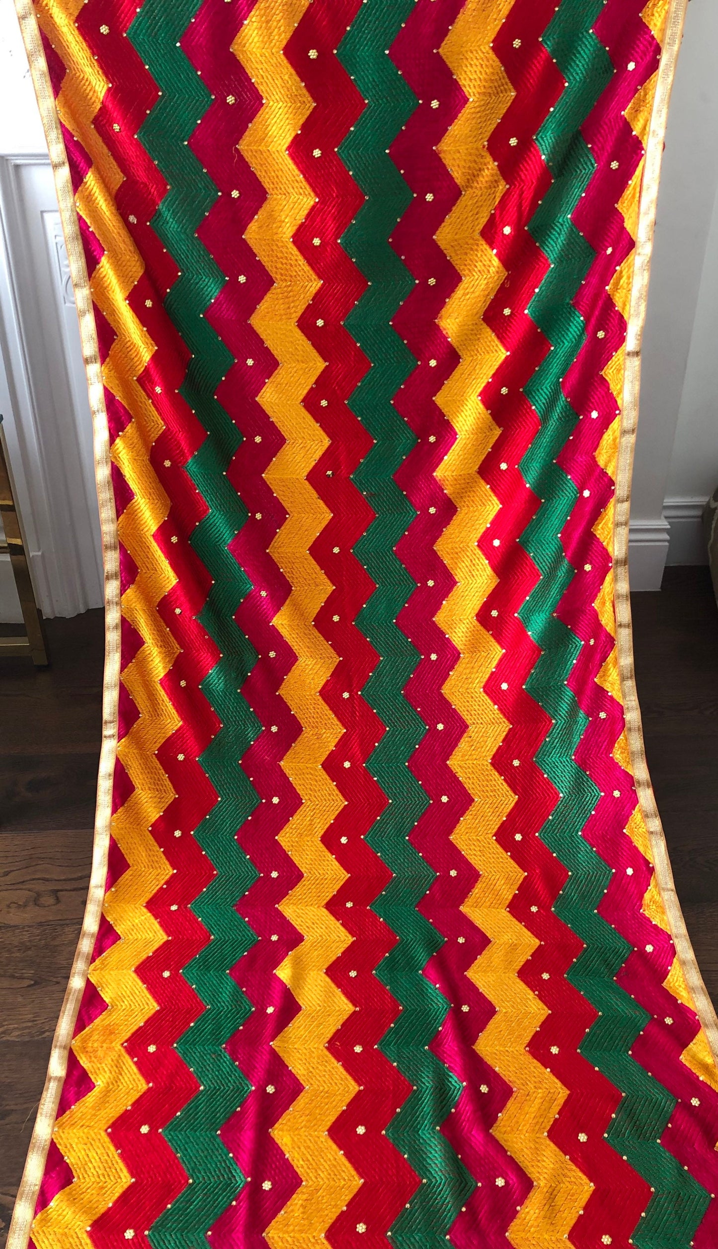 Chevron Phulkari Bagh Dupatta Fulkari with or Without embellishments Punjab Weddings Shawl Two Options Compliments any colour outfit| Clearance