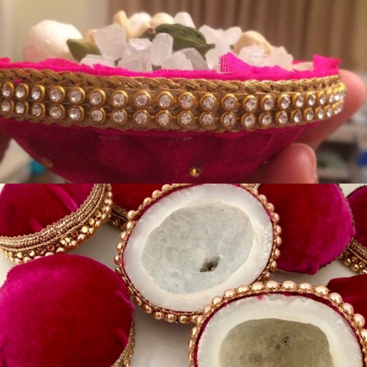 10 x Thuttis Coconut Halves Nariyal essential Sikh Wedding Ladies Milni Half Coconut Tutti Thamboolam Indian Wedding Accessory Asian