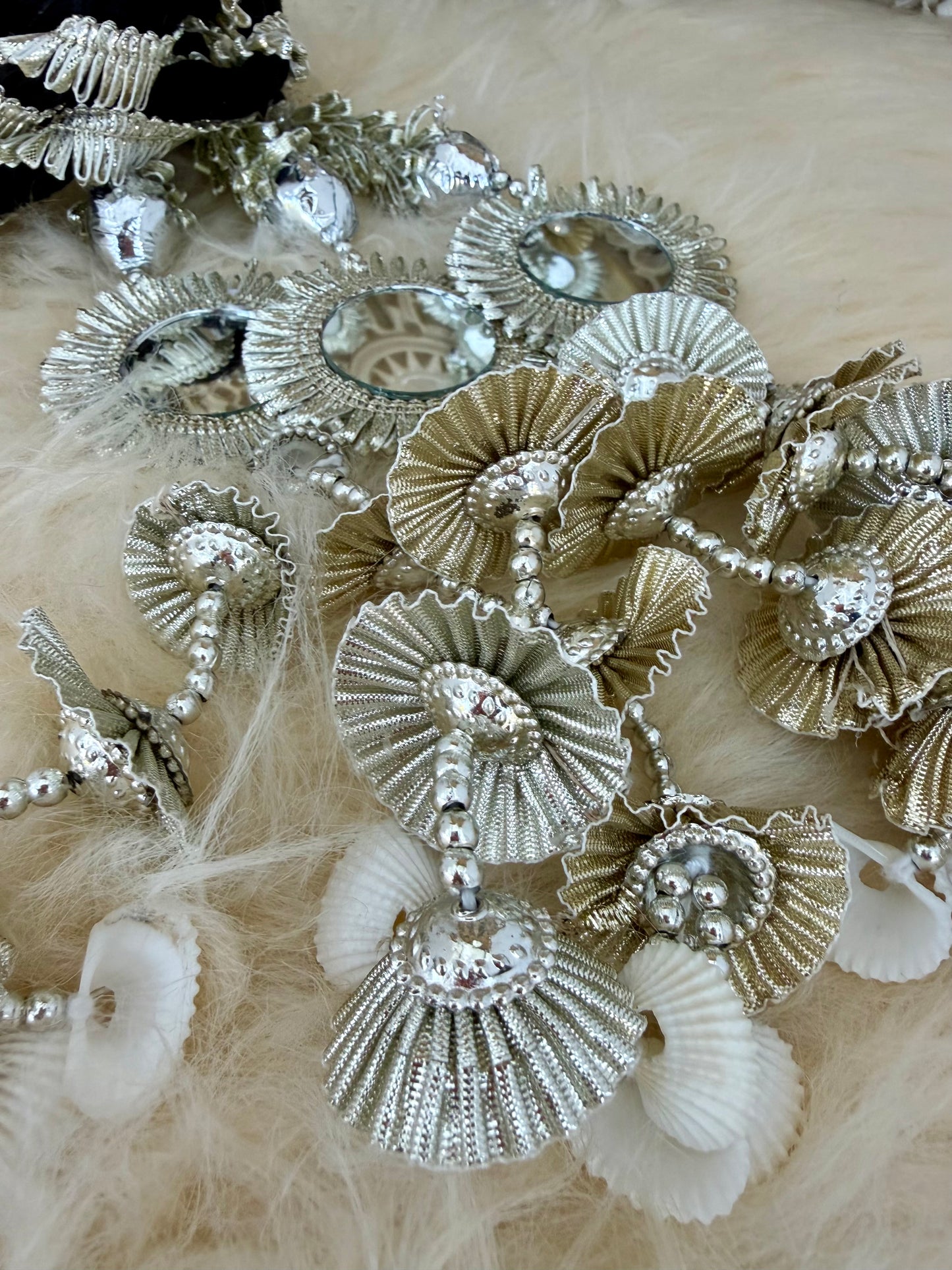 Silver Mirror Paranda with Gota Braid Maiyoon Mehendi Punjabi Wedding Hair Accessory