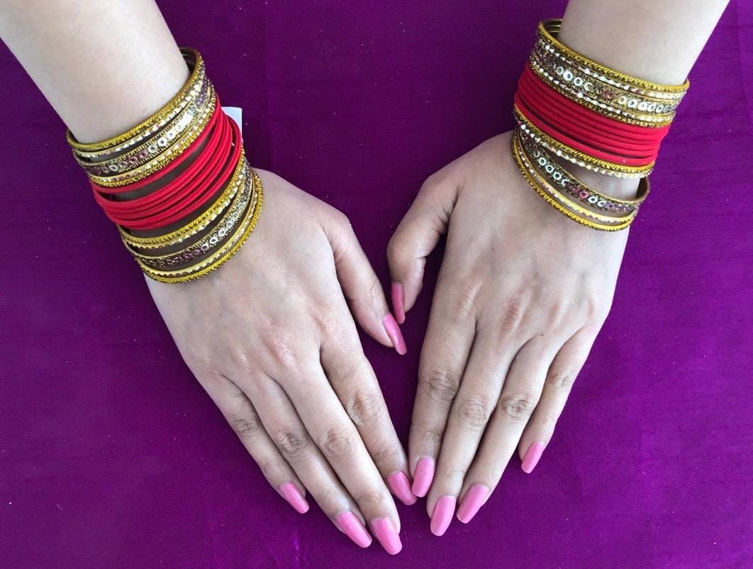 2.10 Indian Bangles Set |Jewellery Metal| Set For 2 Hands|Various Colours