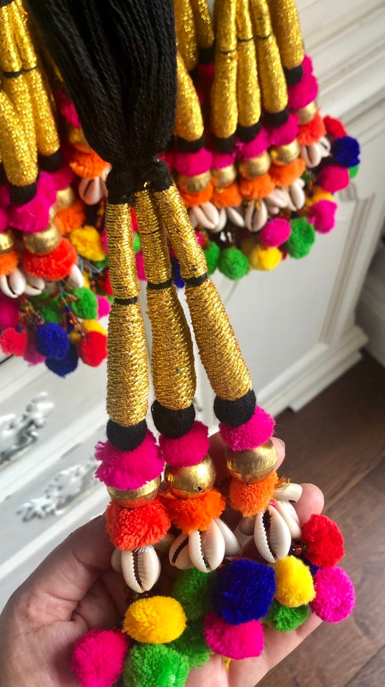 1 x Paranda Kaudi Multi Poms Poms  Parandi Parandey Punjabi Themed Weddings Patiala Sangeet Mehendi Maiyoon Dholki| Clearance