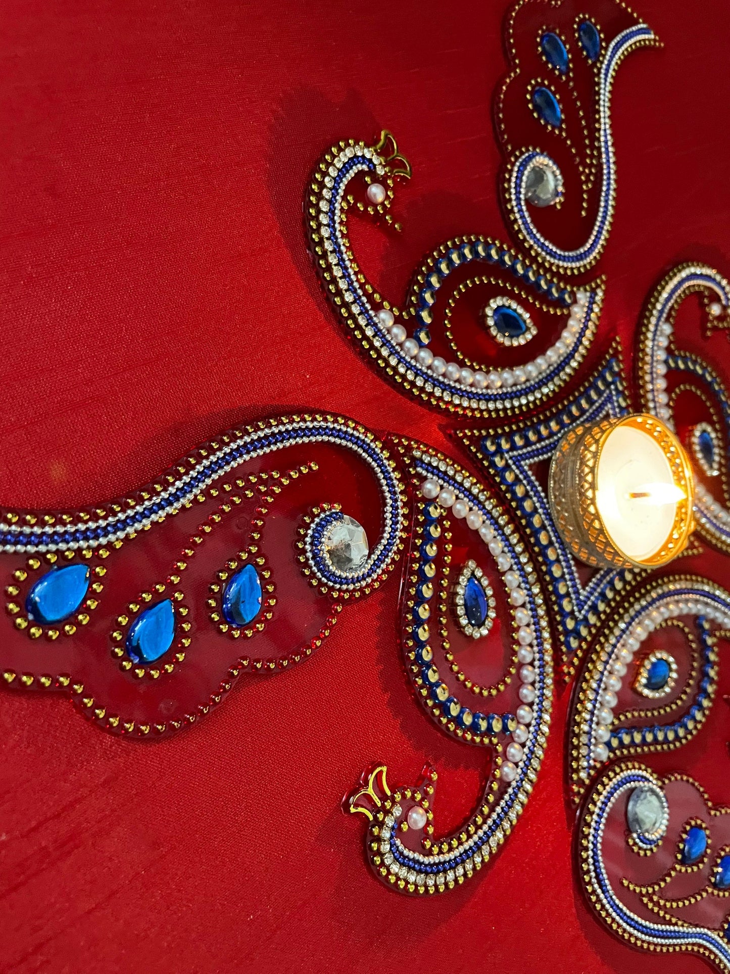 Peacock Rangoli Re-Usable Floor Art Weddings New Home Navratri Durga Pooja Mor Design with Diva Vati| Clearance