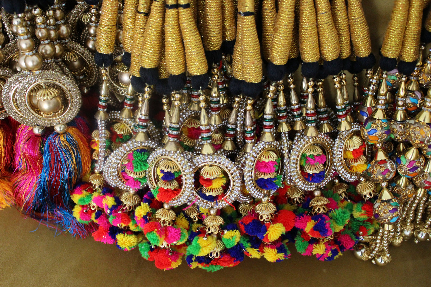 Gold Multi Pom Pom Parandi: Punjabi Wedding Hair Braid Accessory