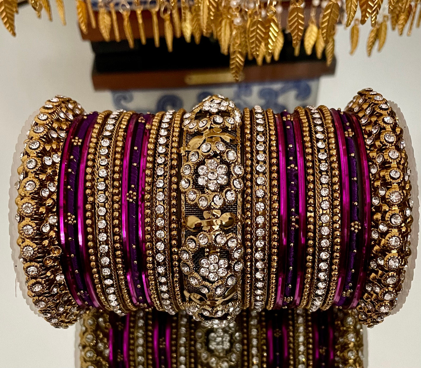 Thread & Diamante Bangle Set: Bridal Jewelry Stack