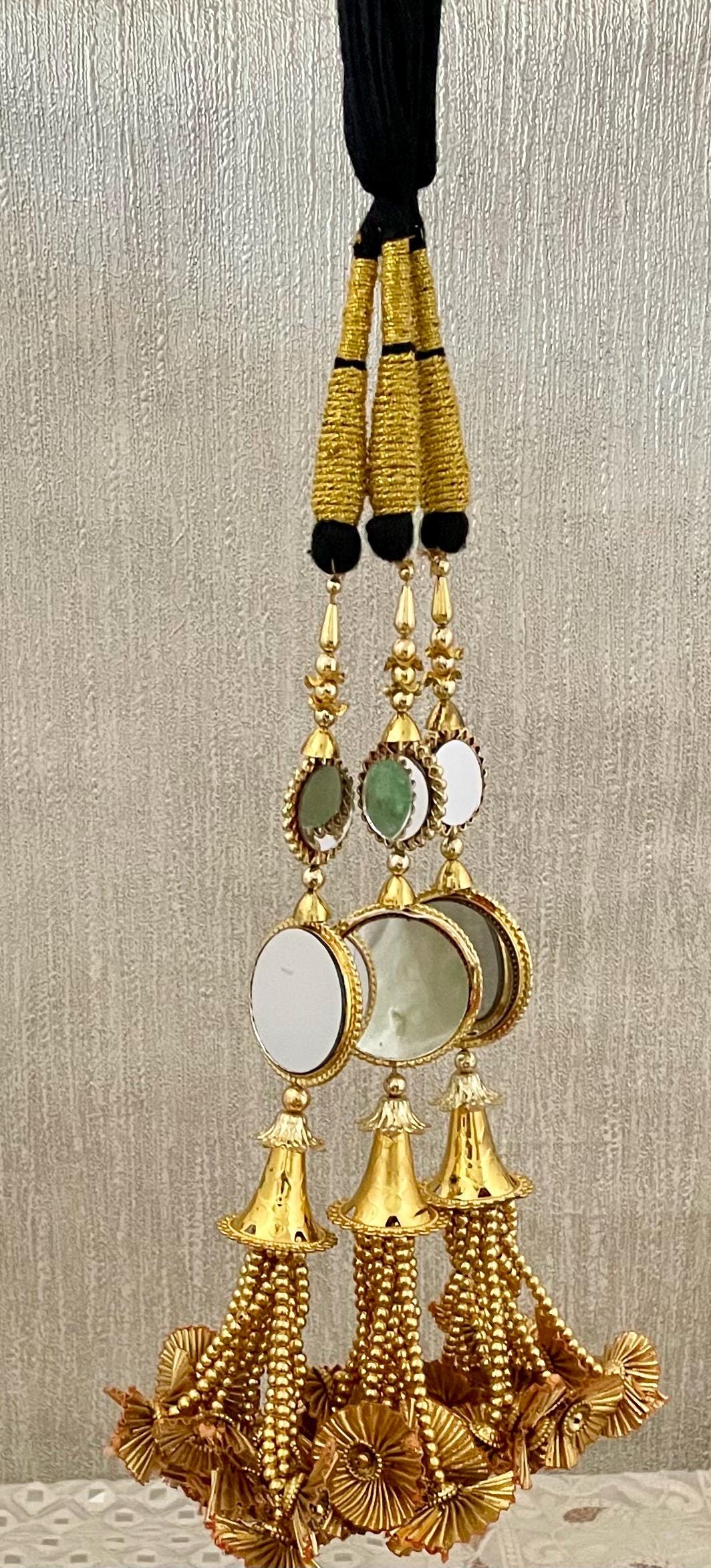 Gold Latkan Paranda: Punjabi Wedding Hair Braid Accessory