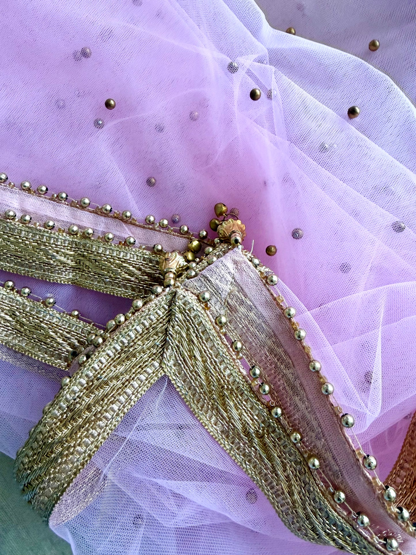 Pink Net Dupatta| Sample Sale| Net| All over beads| Border | Latkan| Clearance might have slight defects**