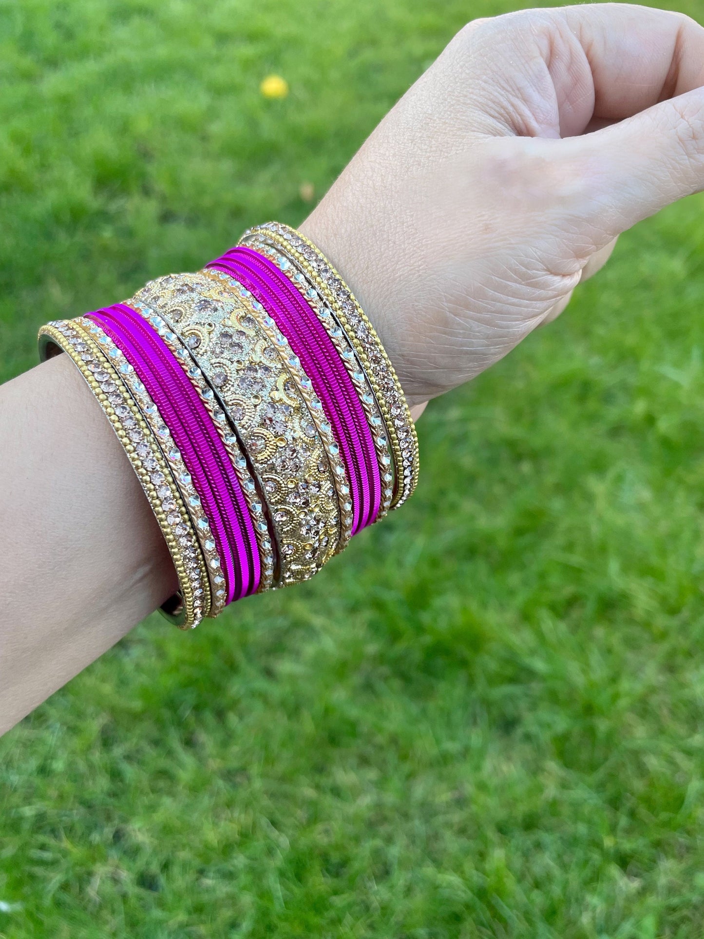 Indian Bangles: Metal Kangan Stack Jewelry, Festive Diwali Navratri