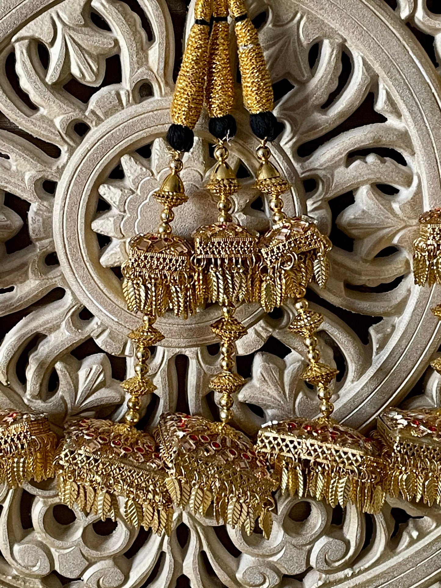 Punjabi Parandi Braid: Gold Kaleera Latkan with Kundan Rhinestones