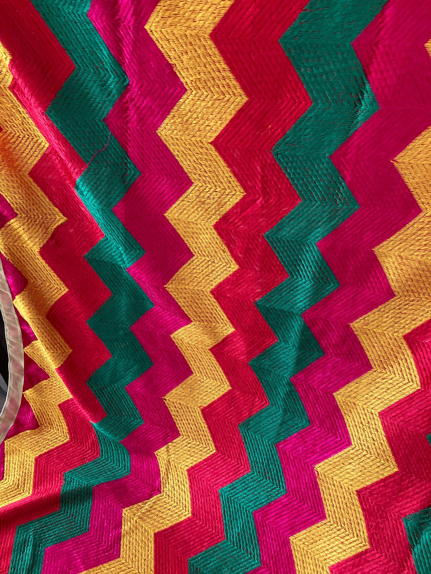 Chevron Phulkari Bagh Dupatta Fulkari with or Without embellishments Punjab Weddings Shawl Two Options Compliments any colour outfit| Clearance
