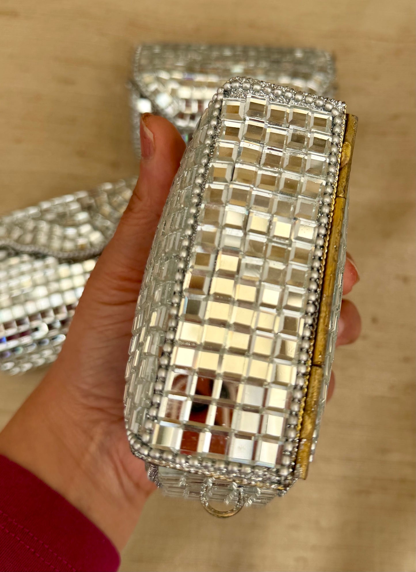 Glistening Mirrors Metal Mini Clutch Evening bags| Minaudière| Choise from Silver or Copper Finishes