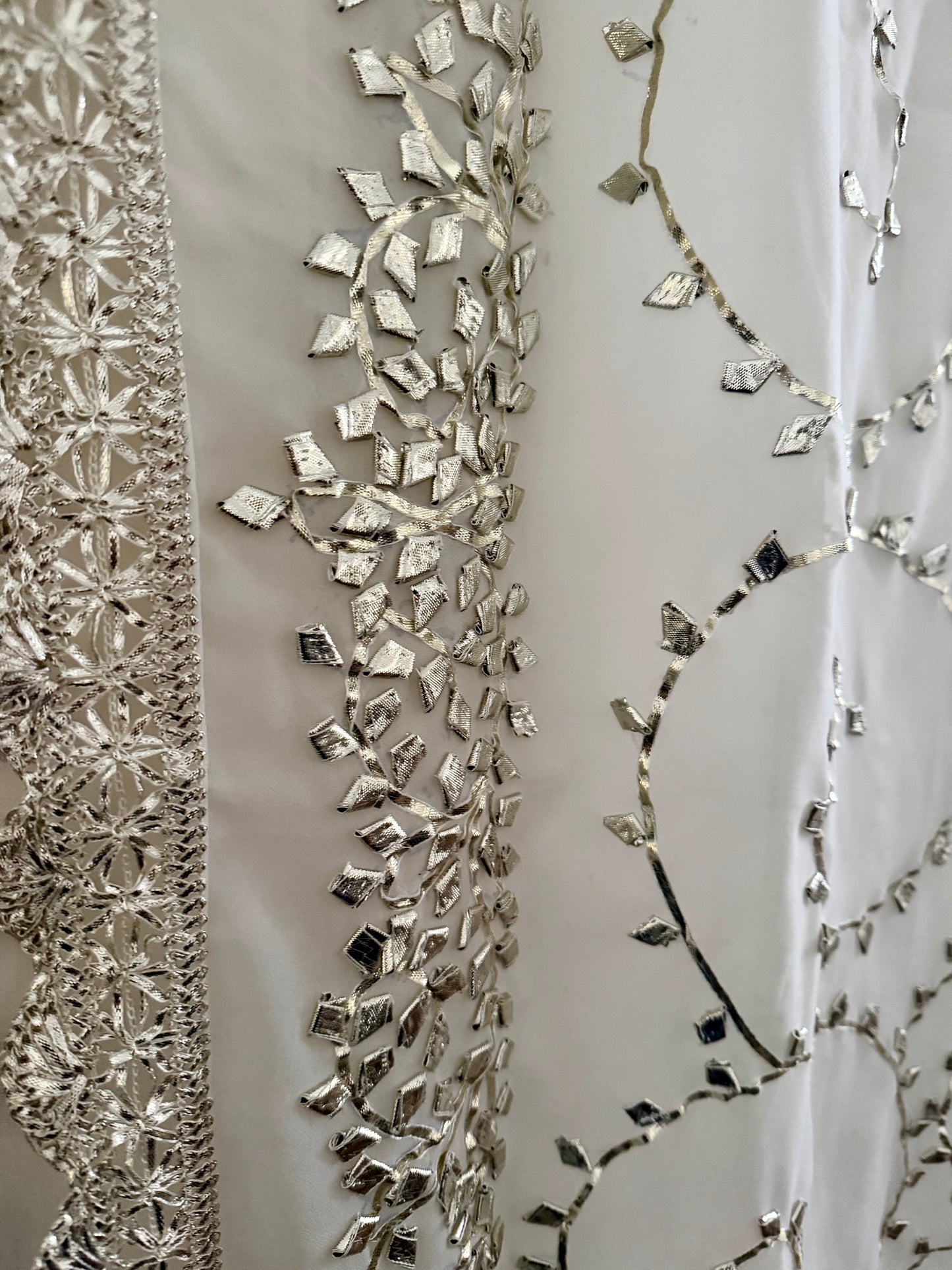 Silver White Georgette Modest Dupattas Heavy gota work border Scarf Chunni Chunri Odhni| Clearance