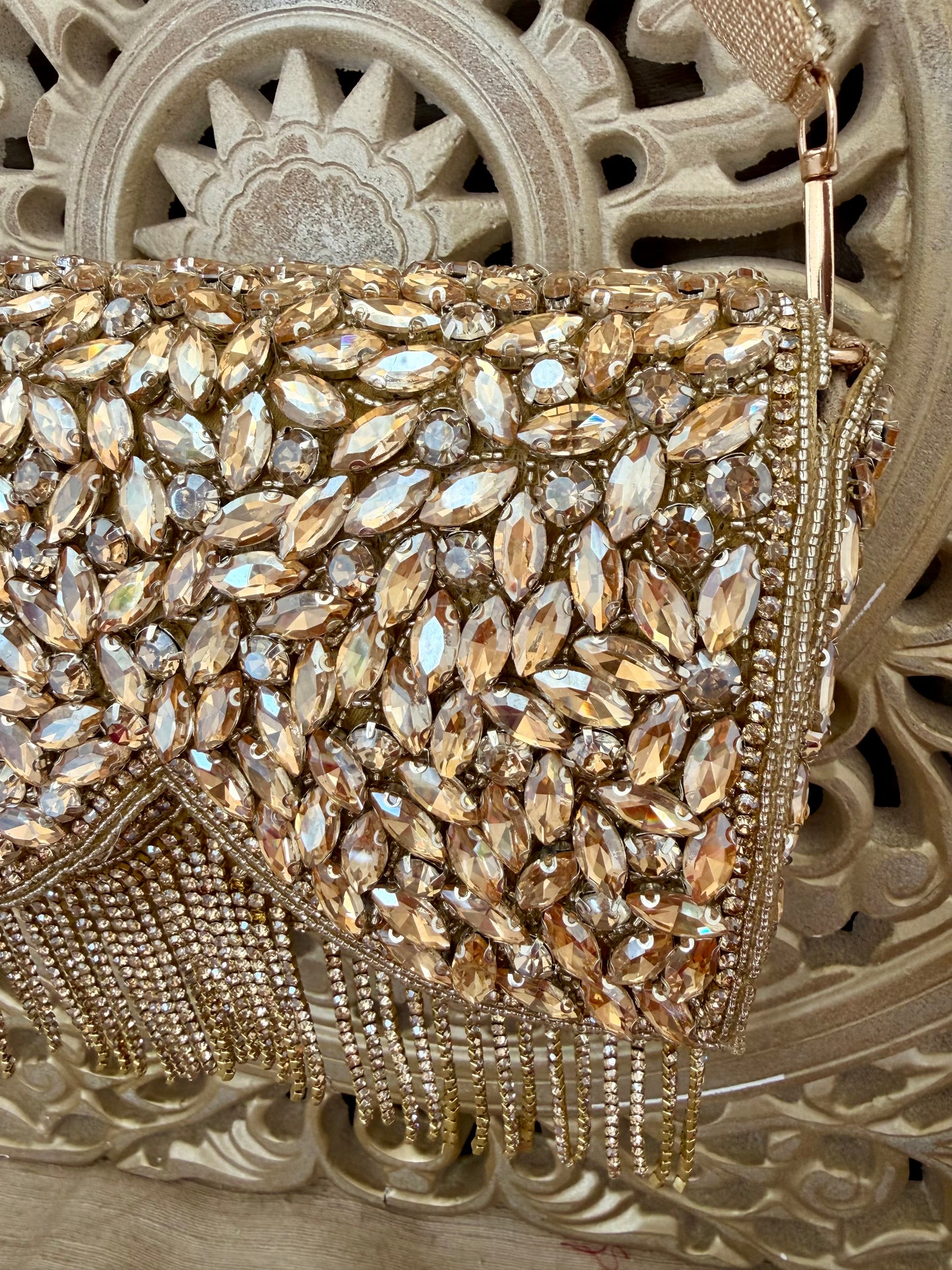 Gold Embellished Bridal Clutch | Statement Wedding Handbag | Beaded Evening Bag