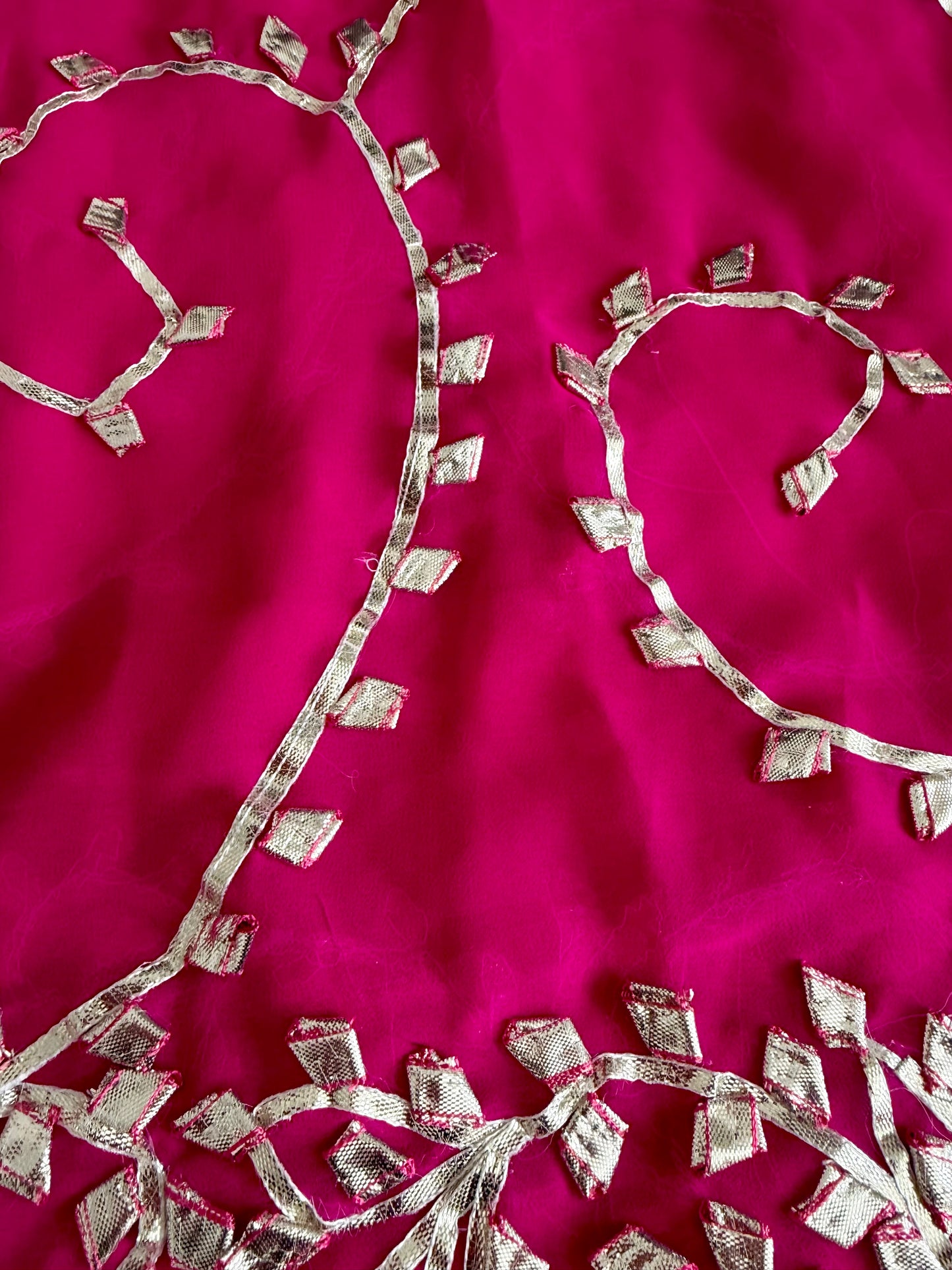 Hot-Pink Silver Georgette Dupattas Heavy gota work border Scarf Chunni Chunri Odhni| Clearance|Defects