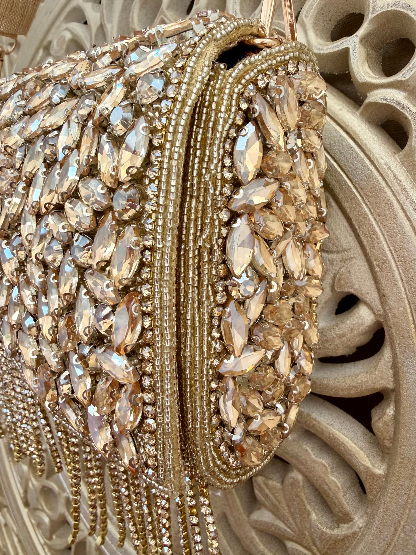 Gold Embellished Bridal Clutch | Statement Wedding Handbag | Beaded Evening Bag