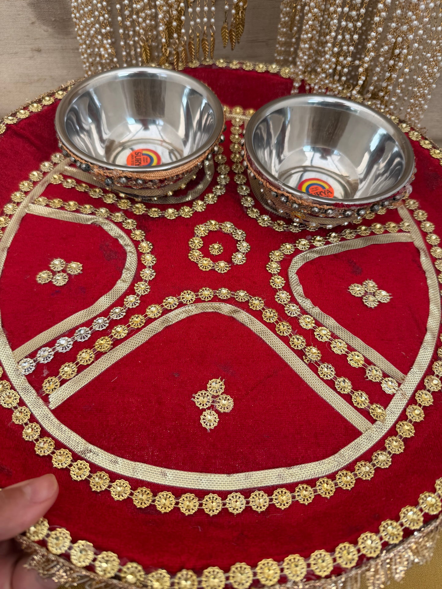 4 Pieces Bride/Groom Mehndi Mayian Haldi Thaal Tel Vatna Ceremony| With Phatti| Clearance**