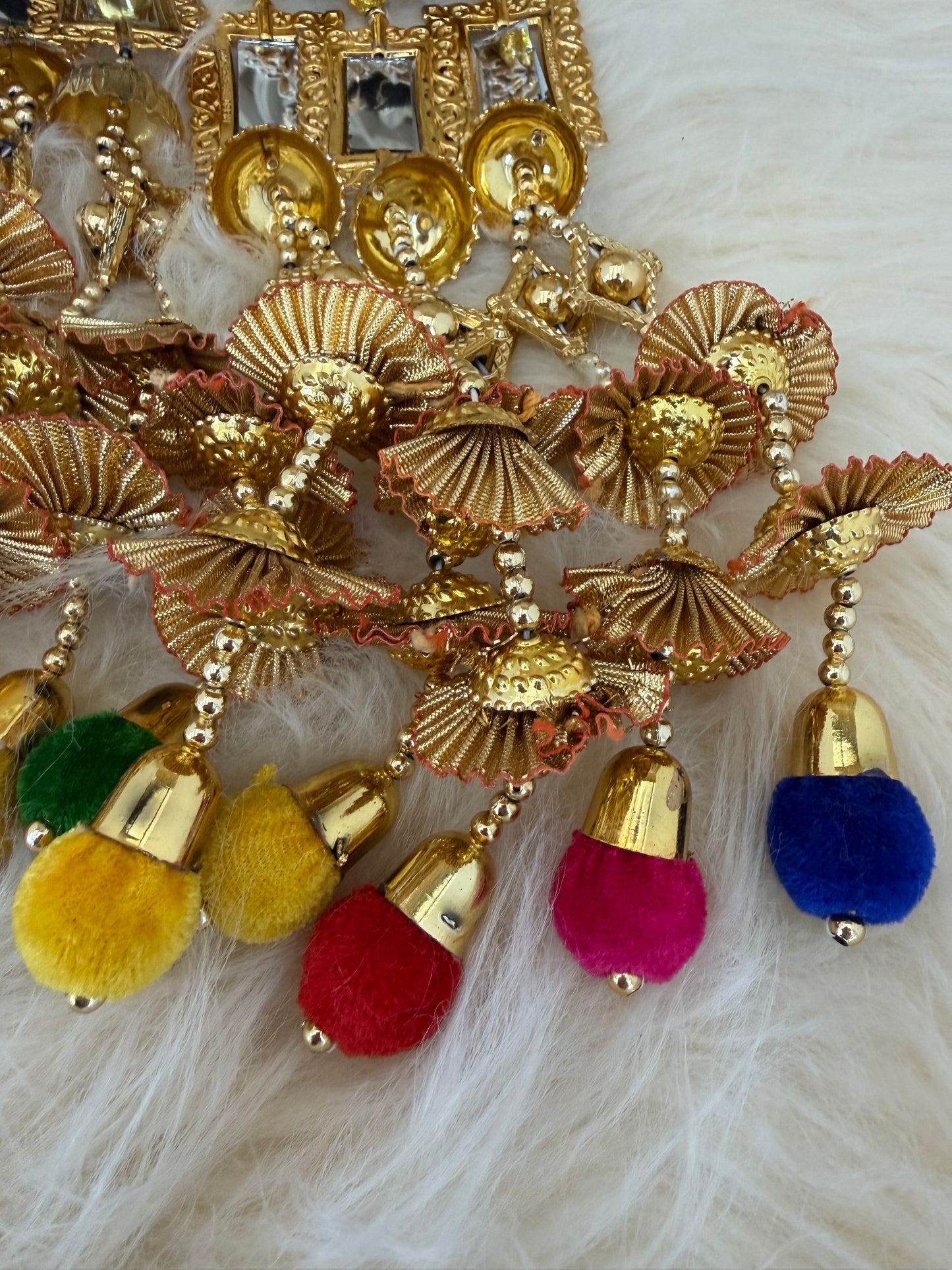 Gold Baubles Mirror Paranda Parande Mehendi Sangeet Maiyo Hair Braids Punjabi Weddings Phulkari