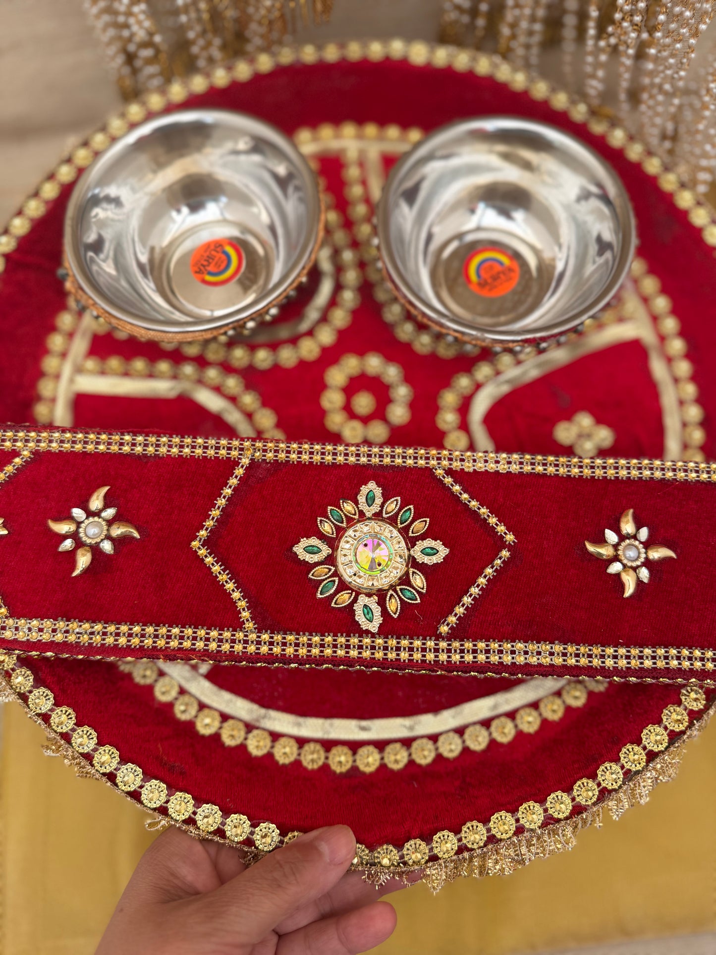 4 Pieces Bride/Groom Mehndi Mayian Haldi Thaal Tel Vatna Ceremony| With Phatti| Clearance**