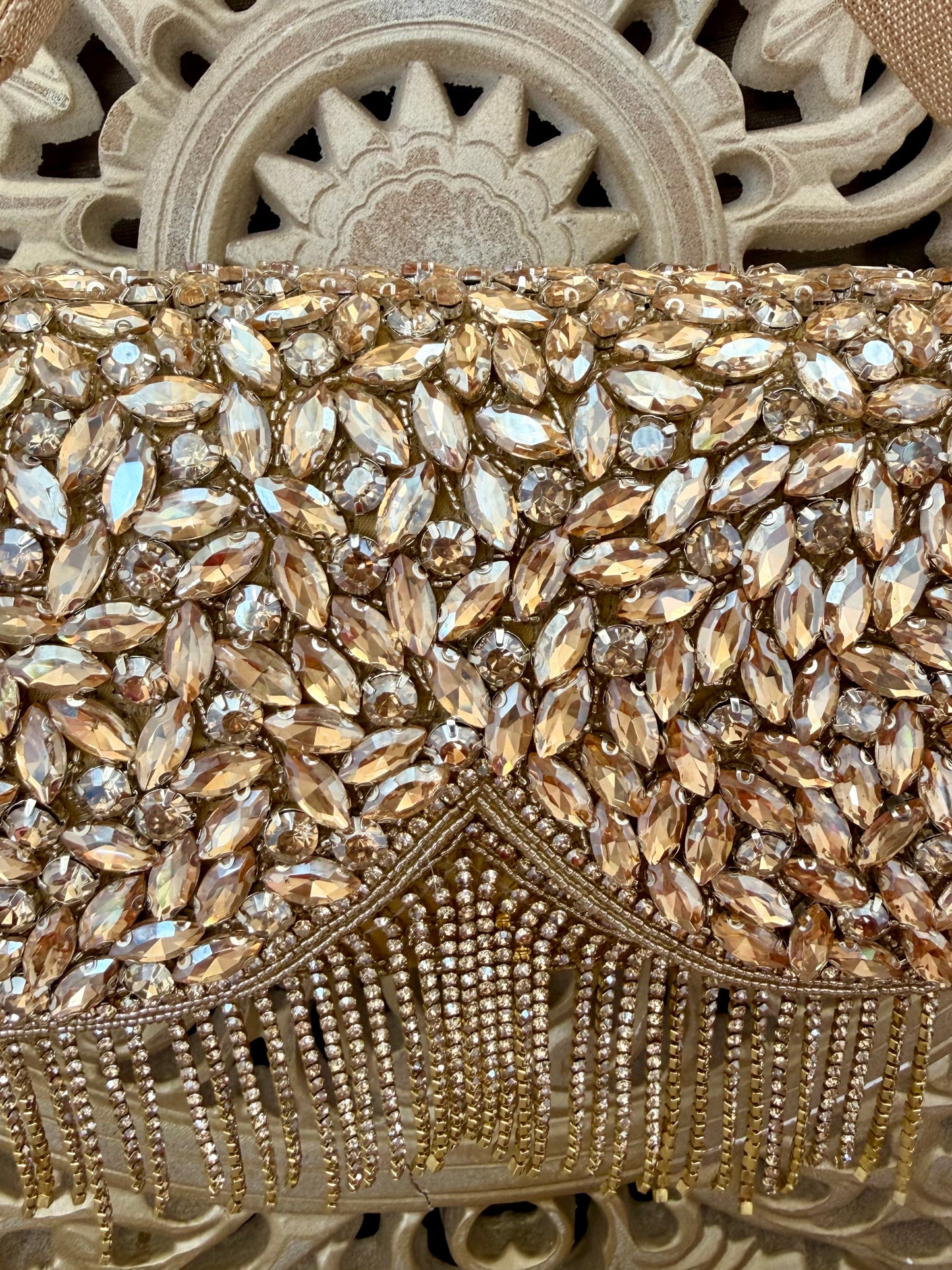 Gold Embellished Bridal Clutch | Statement Wedding Handbag | Beaded Evening Bag