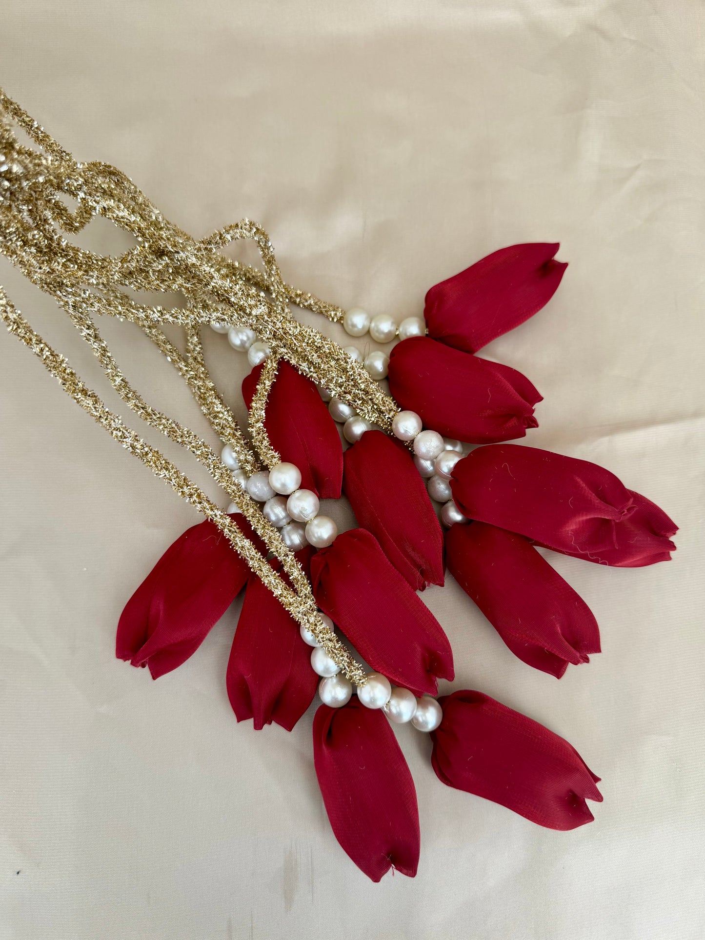 Viral Mehroon Tulip Paranda Lightweight* Perfect for Maiyoon Mehendi Sangeet Dholki Wedding Hair Accessory| 12 Tulips