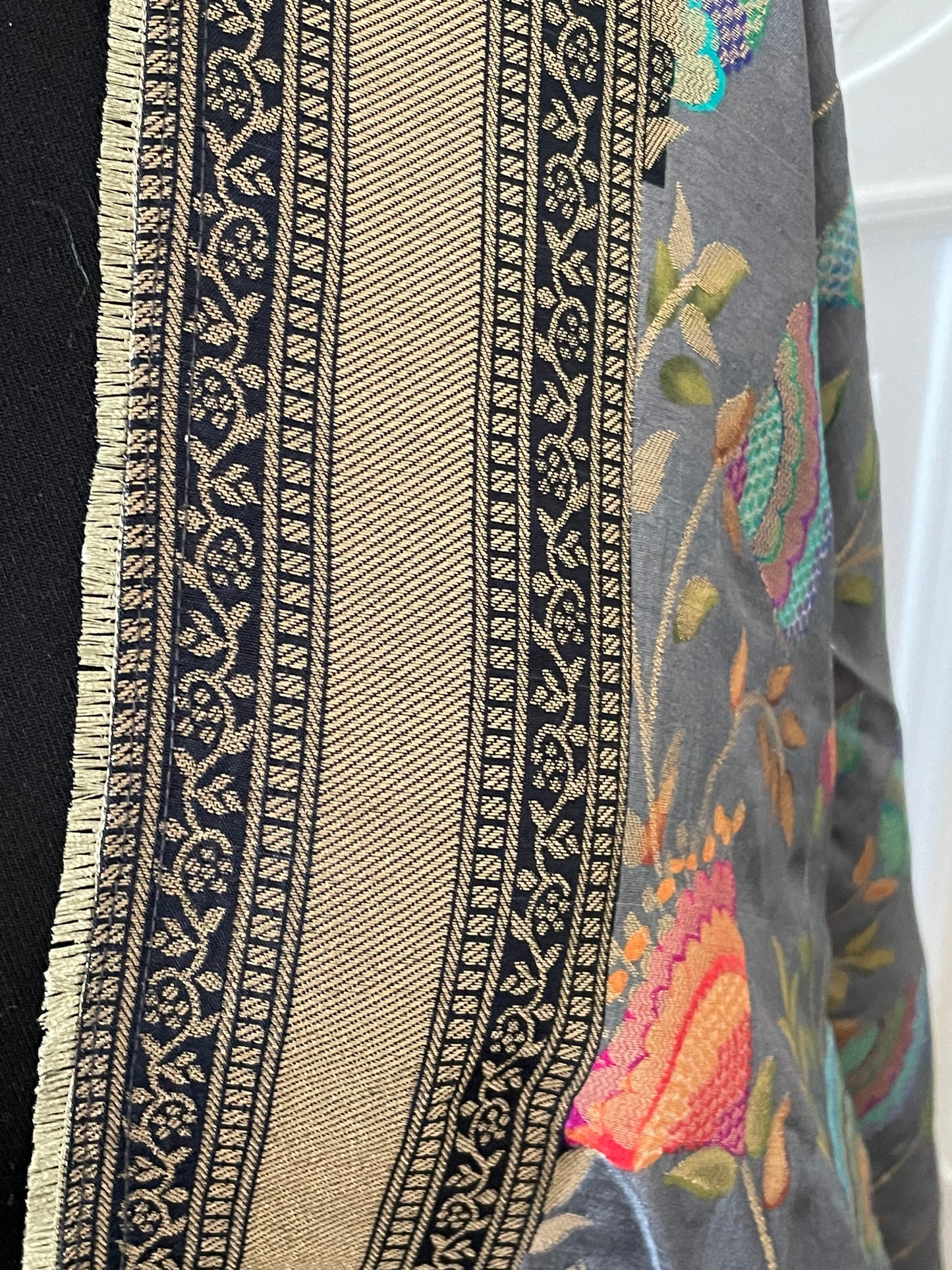 Grey Gray Elegant & Suave Benarsi Banarsi Zari Woven Silk Duppattas Scarf Chunni Chunri Odhni