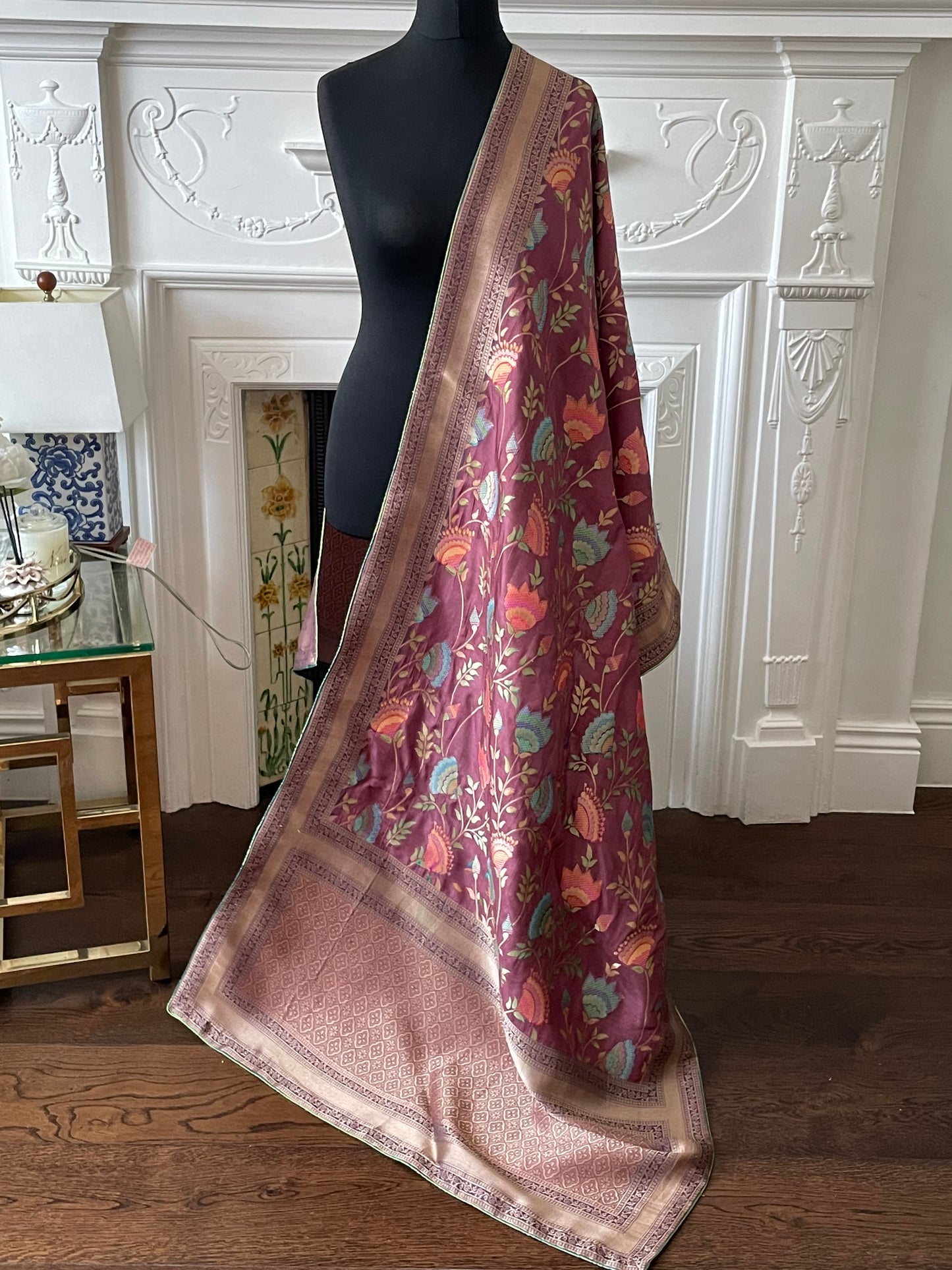Muted Wine/ Dusted Mehroon Elegant & Suave Benarsi Banarsi Zari Woven Silk Duppattas Scarf Chunni Chunri Odhni