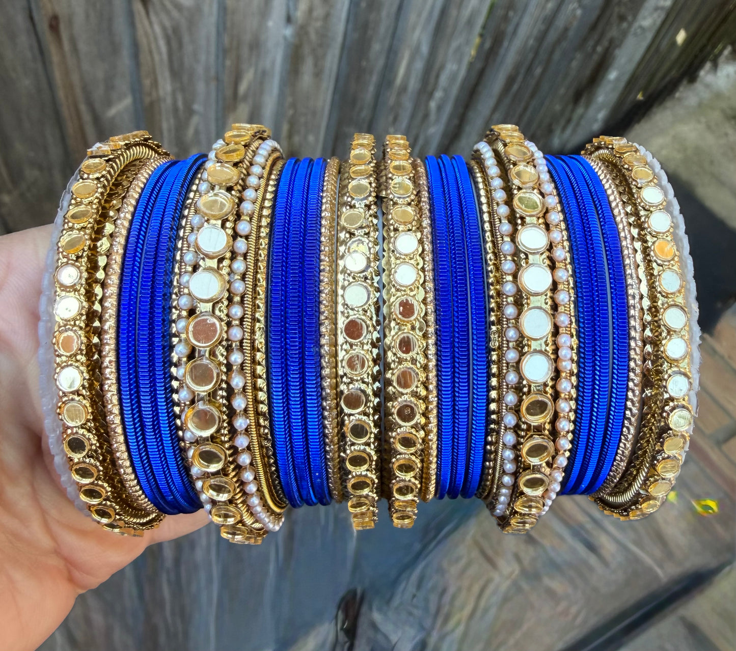 Indian Bangle Stack: Mirror Effect Metal Fashion Jewelry Set