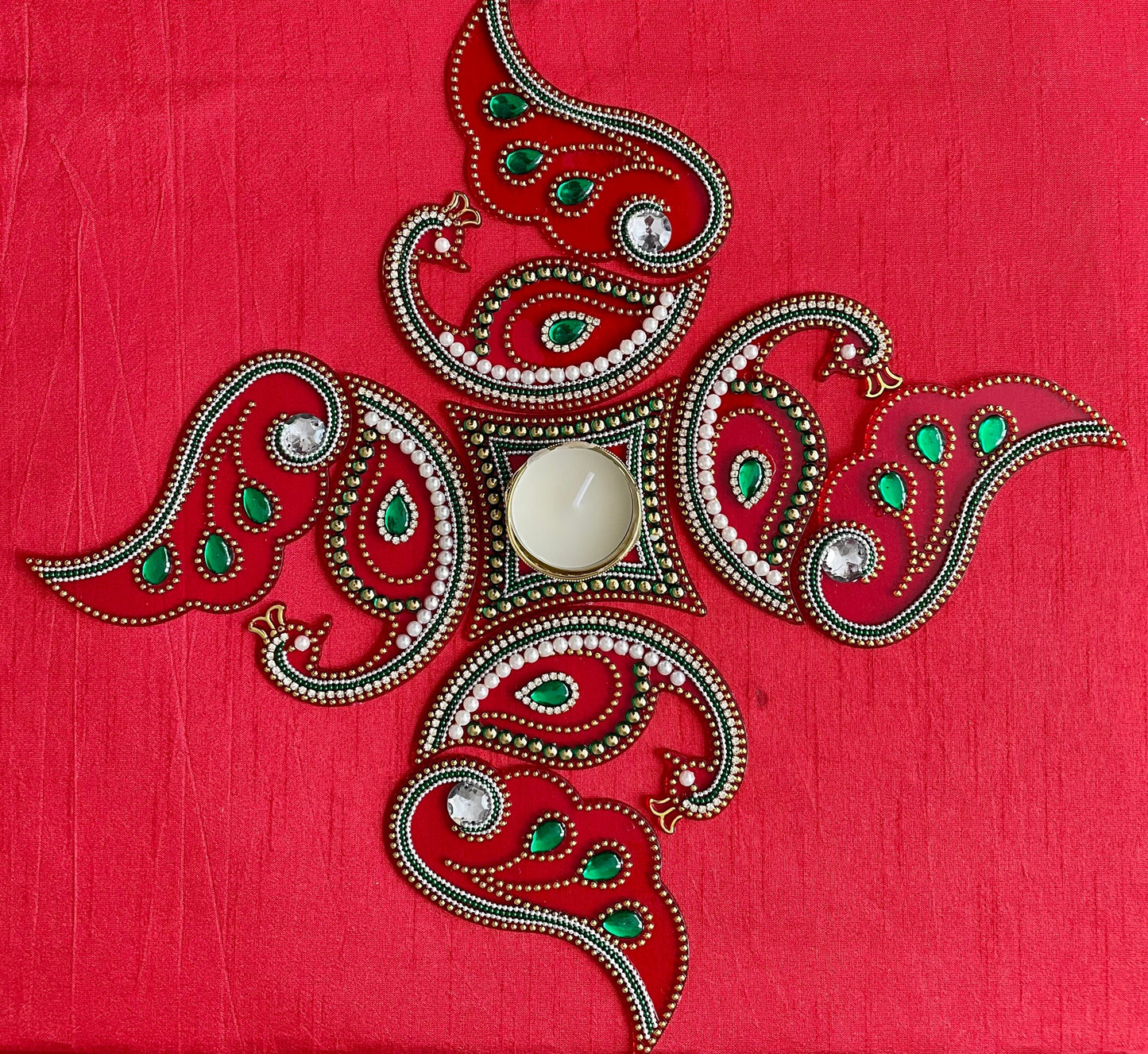 Peacock Rangoli Re-Usable Floor Art Weddings New Home Navratri Durga Pooja Mor Design with Diva Vati| Clearance