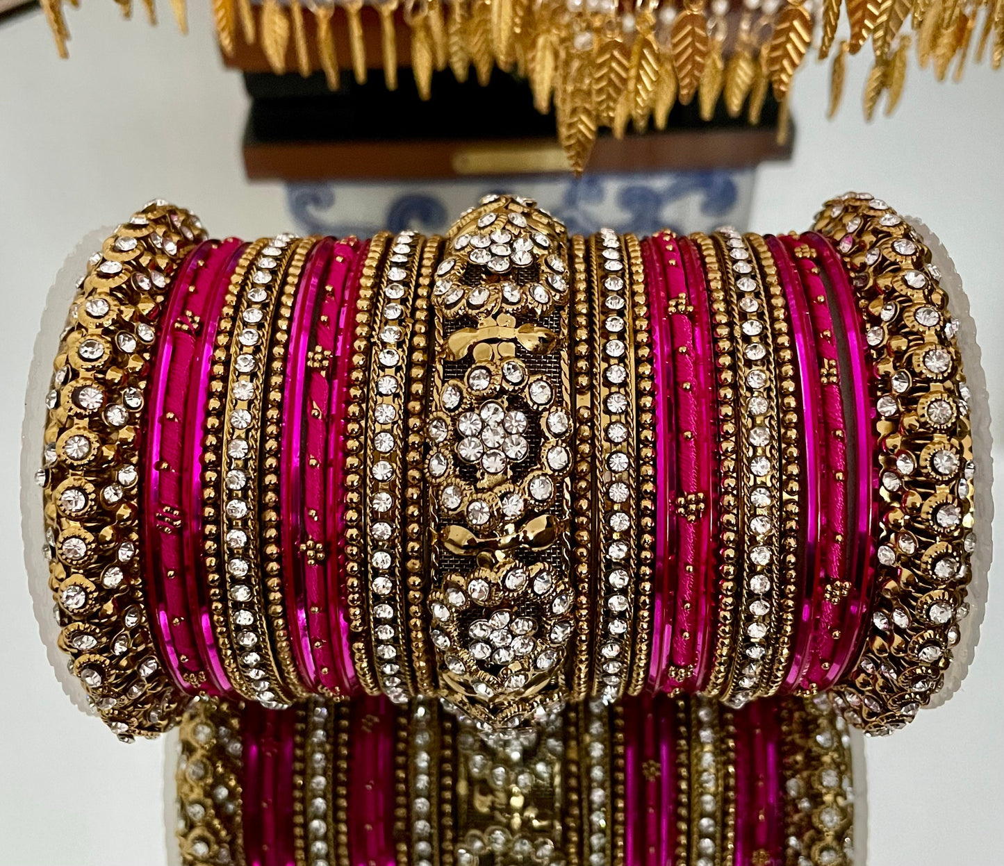 Thread & Diamante Bangle Set: Bridal Jewelry Stack