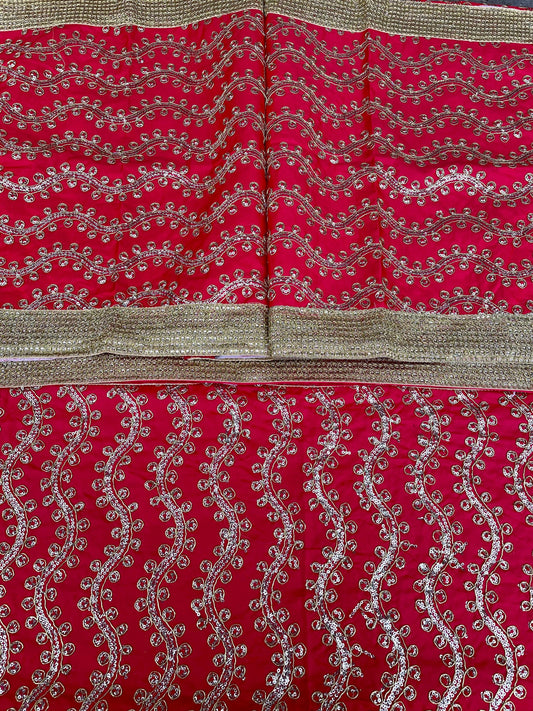 Guru Granth Sahib Rumala Sahib Set 4 pcs. Red embroidered Double Set with 2 Palkan. Sikh Punjabi Gurudwara Wedding Guru Granth Saheb