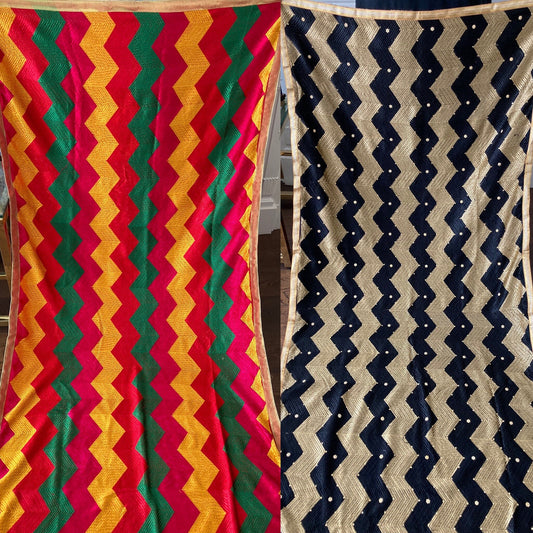 Chevron Phulkari Bagh Dupatta Fulkari with or Without embellishments Punjab Weddings Shawl Two Options Compliments any colour outfit| Clearance