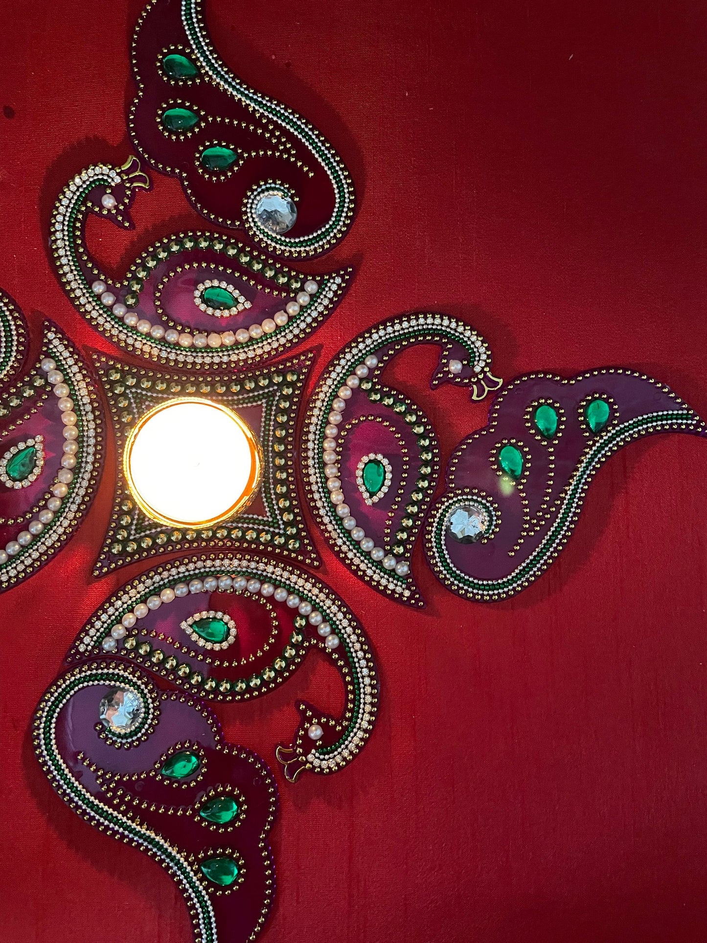 Peacock Rangoli Re-Usable Floor Art Weddings New Home Navratri Durga Pooja Mor Design with Diva Vati| Clearance