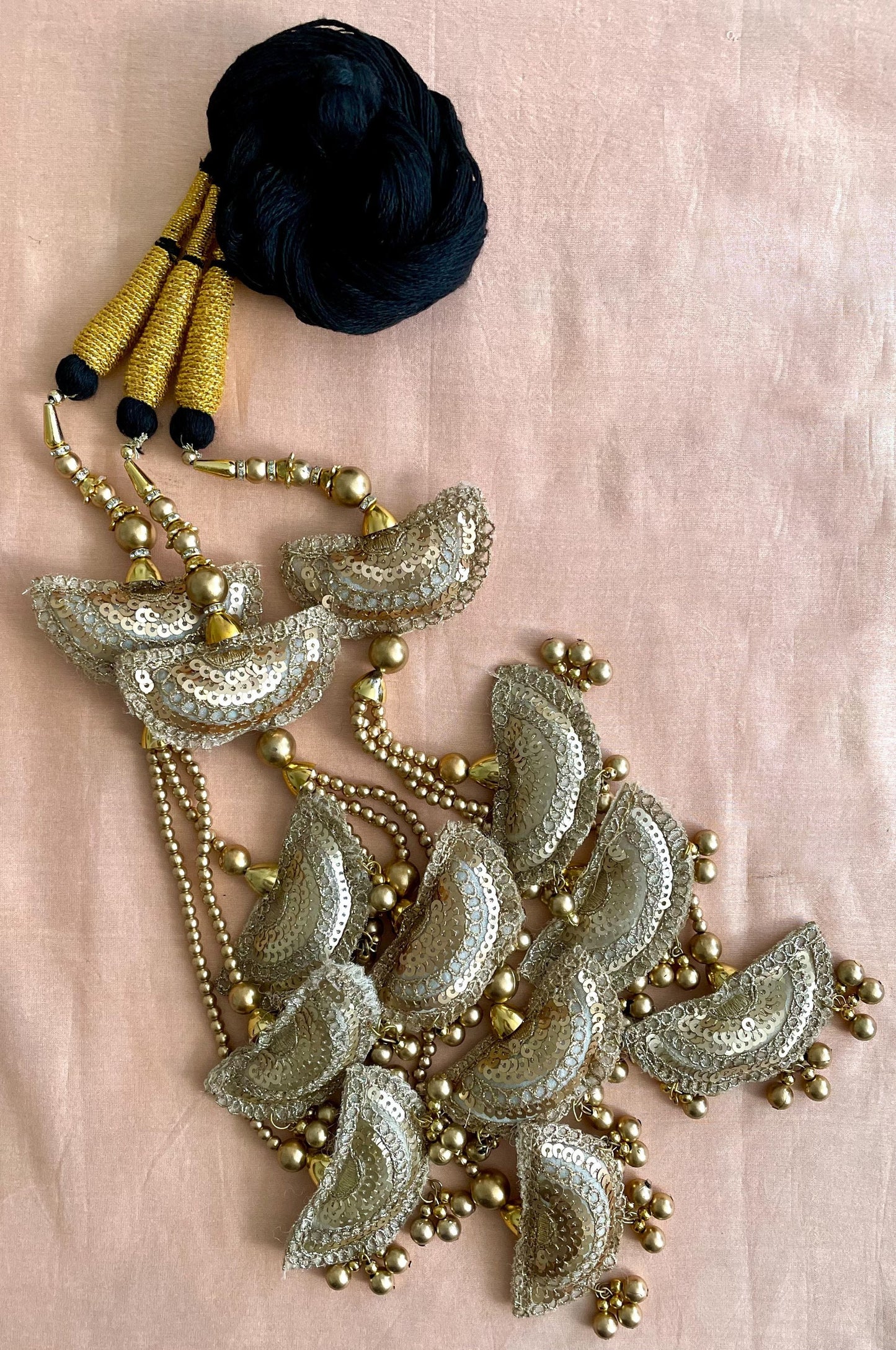 Long Latkan Paranda: Punjabi Wedding Hair Braid with Sequins