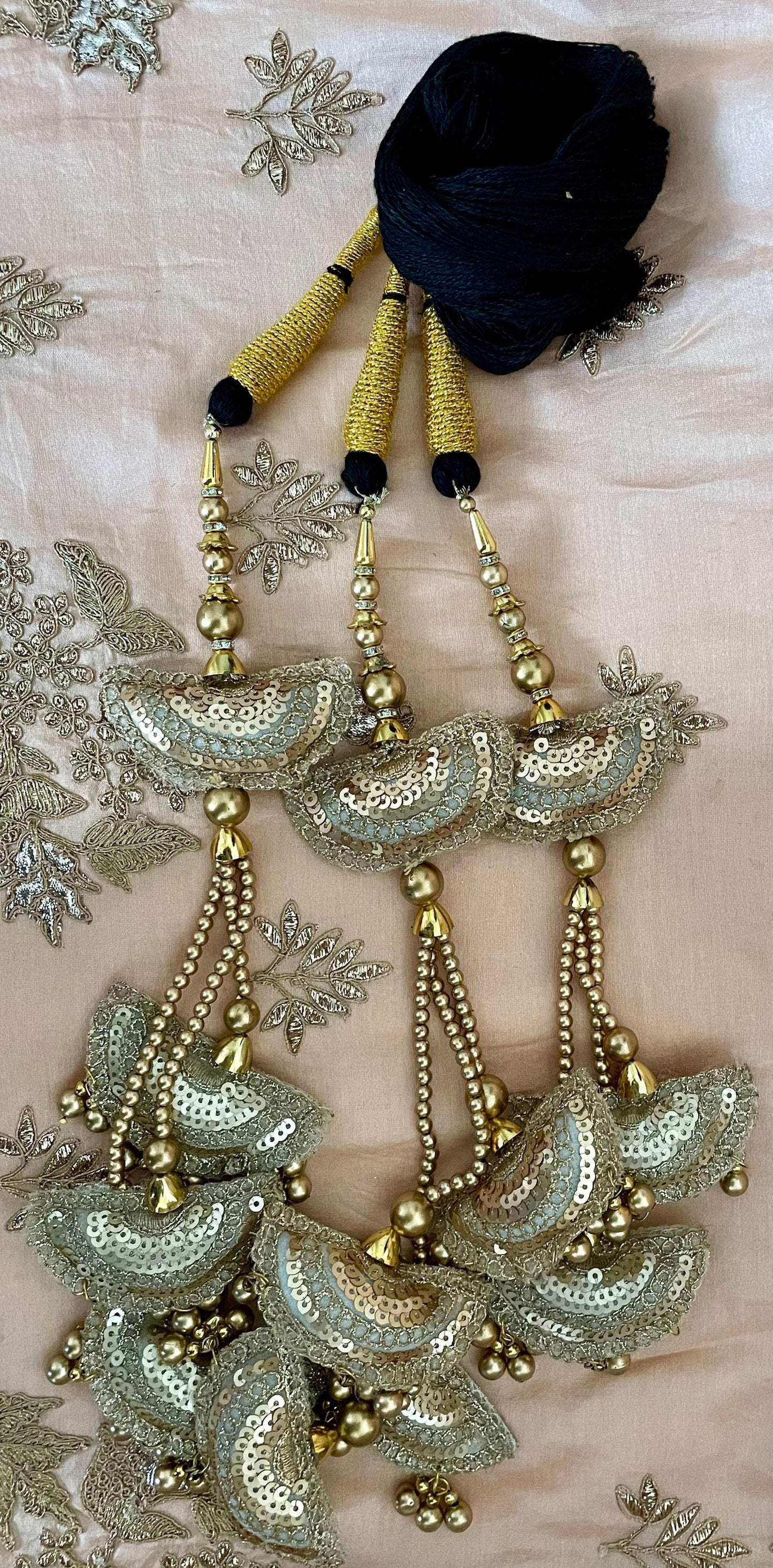 Long Latkan Paranda: Punjabi Wedding Hair Braid with Sequins