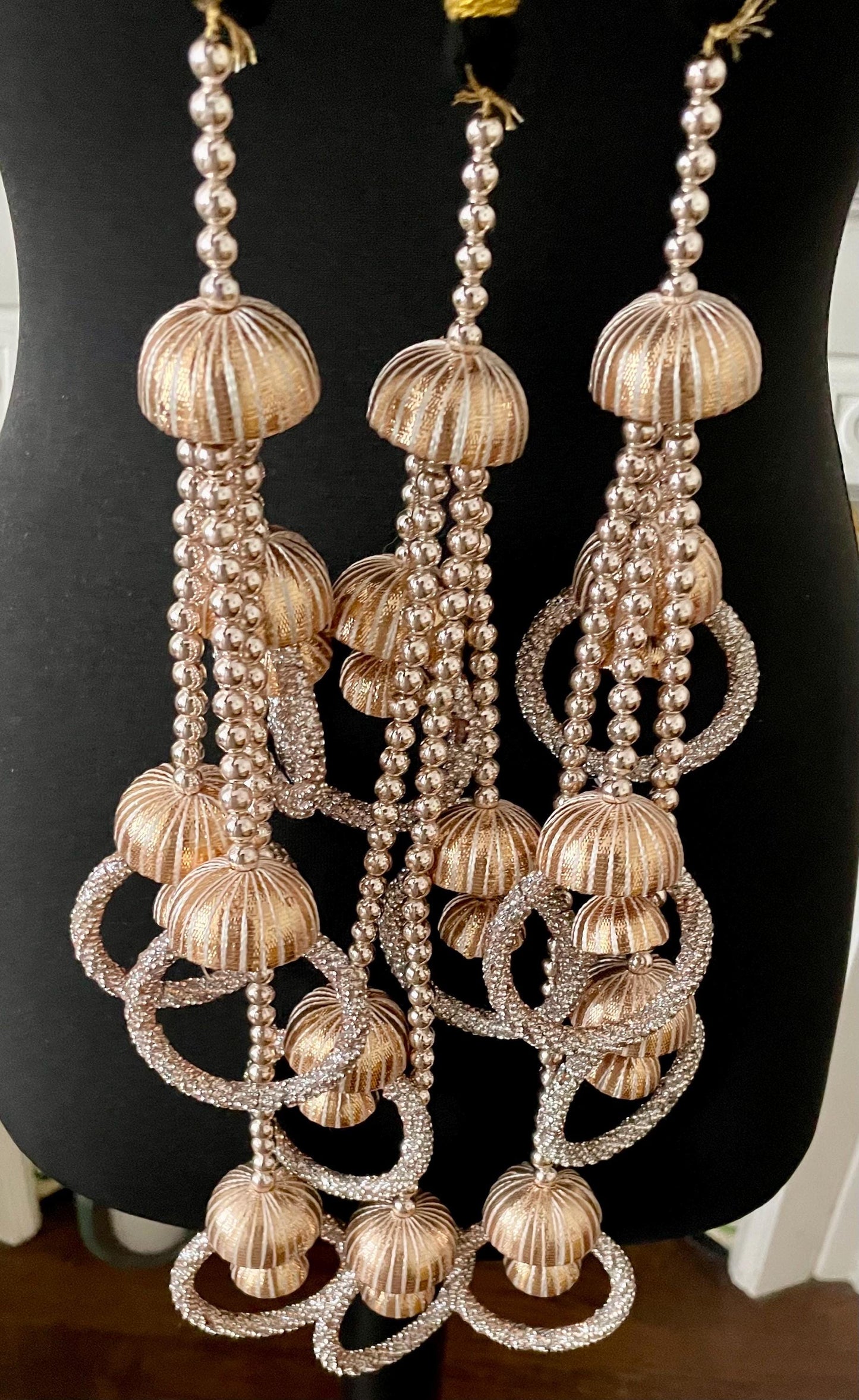 Bridal Paranda: Punjabi Wedding Hair Tassel with Rose Gold Gota