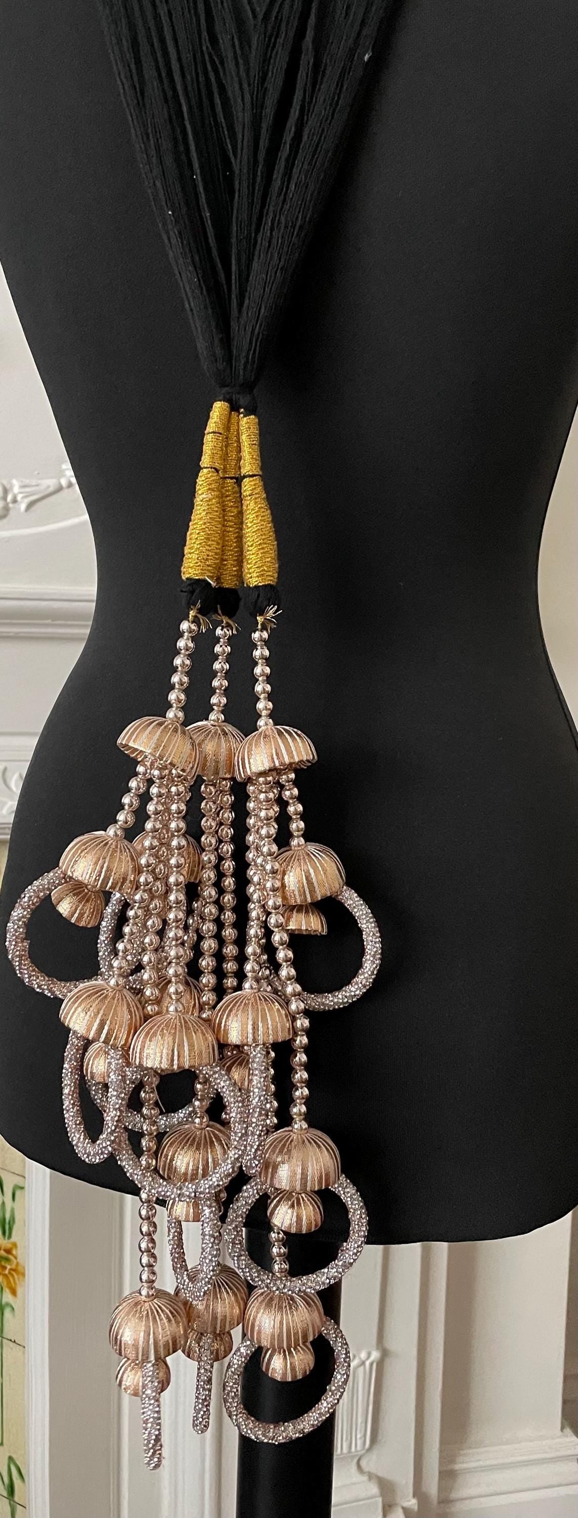 Bridal Paranda: Punjabi Wedding Hair Tassel with Rose Gold Gota